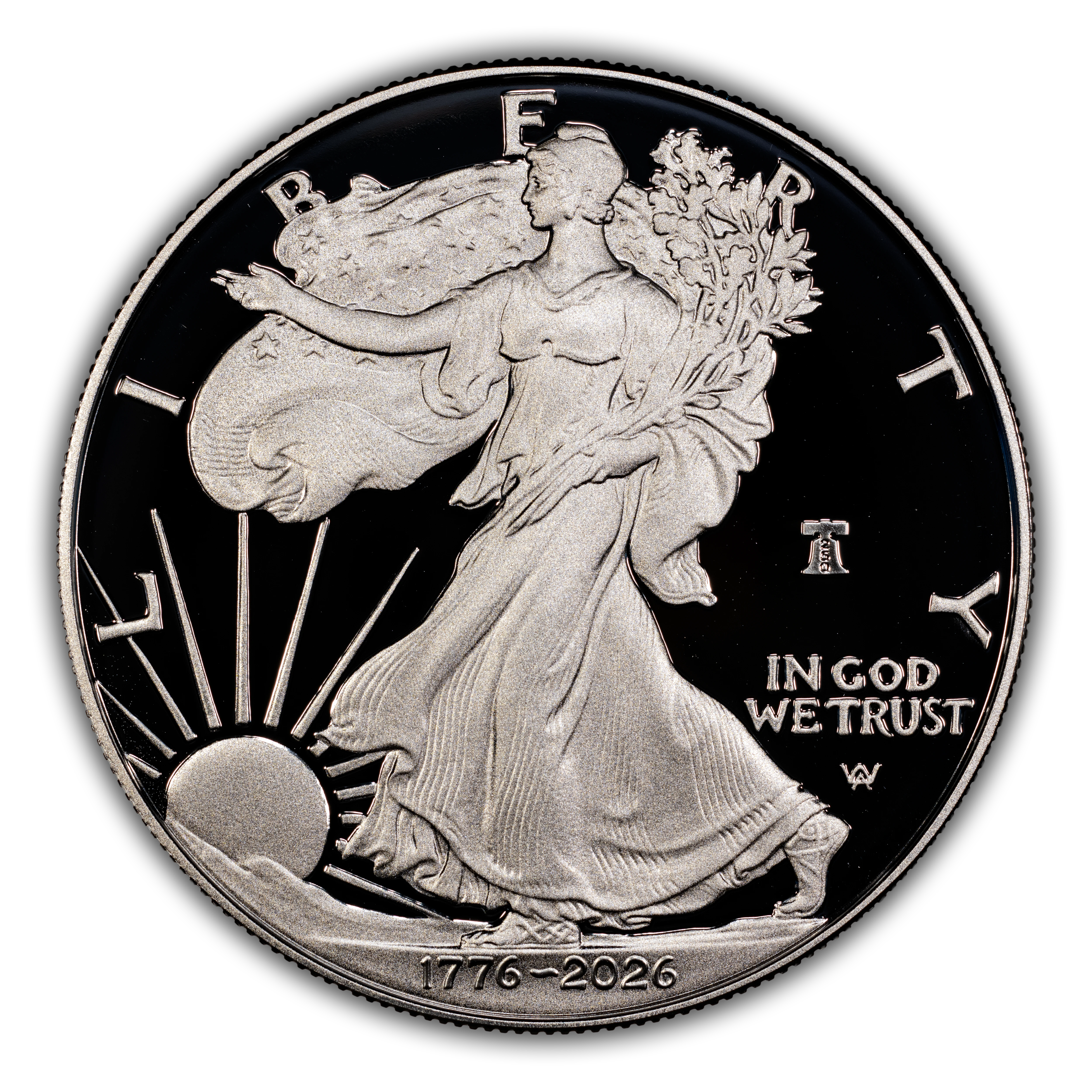 1776~2026-W $1  Silver Eagle, Liberty Bell Privy, 250th Anniversary PR DCAM thumbnail 2