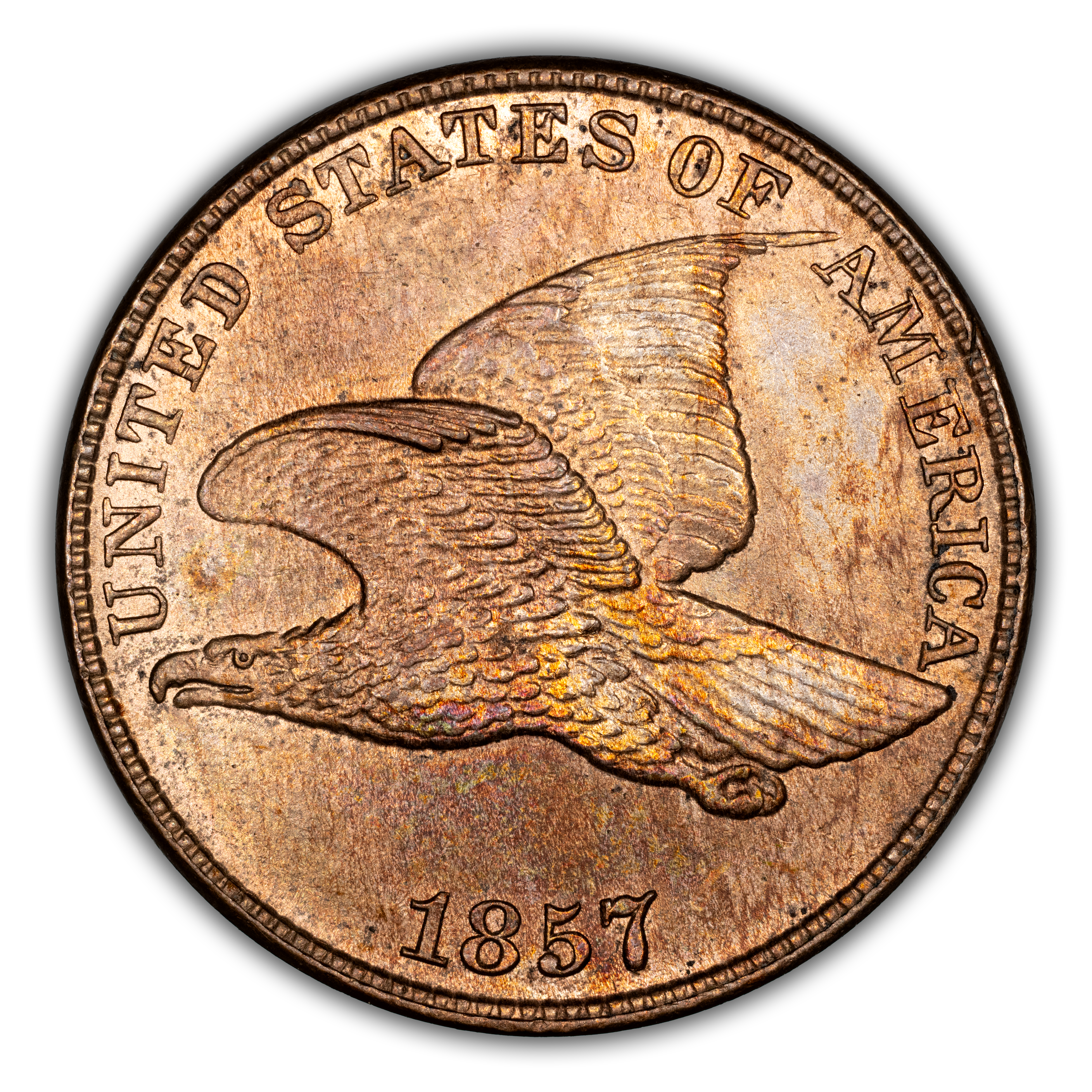 1857 1c Flying Eagle, Obverse of 1856, RPD, FS-401a, S-1 MS PL thumbnail 5