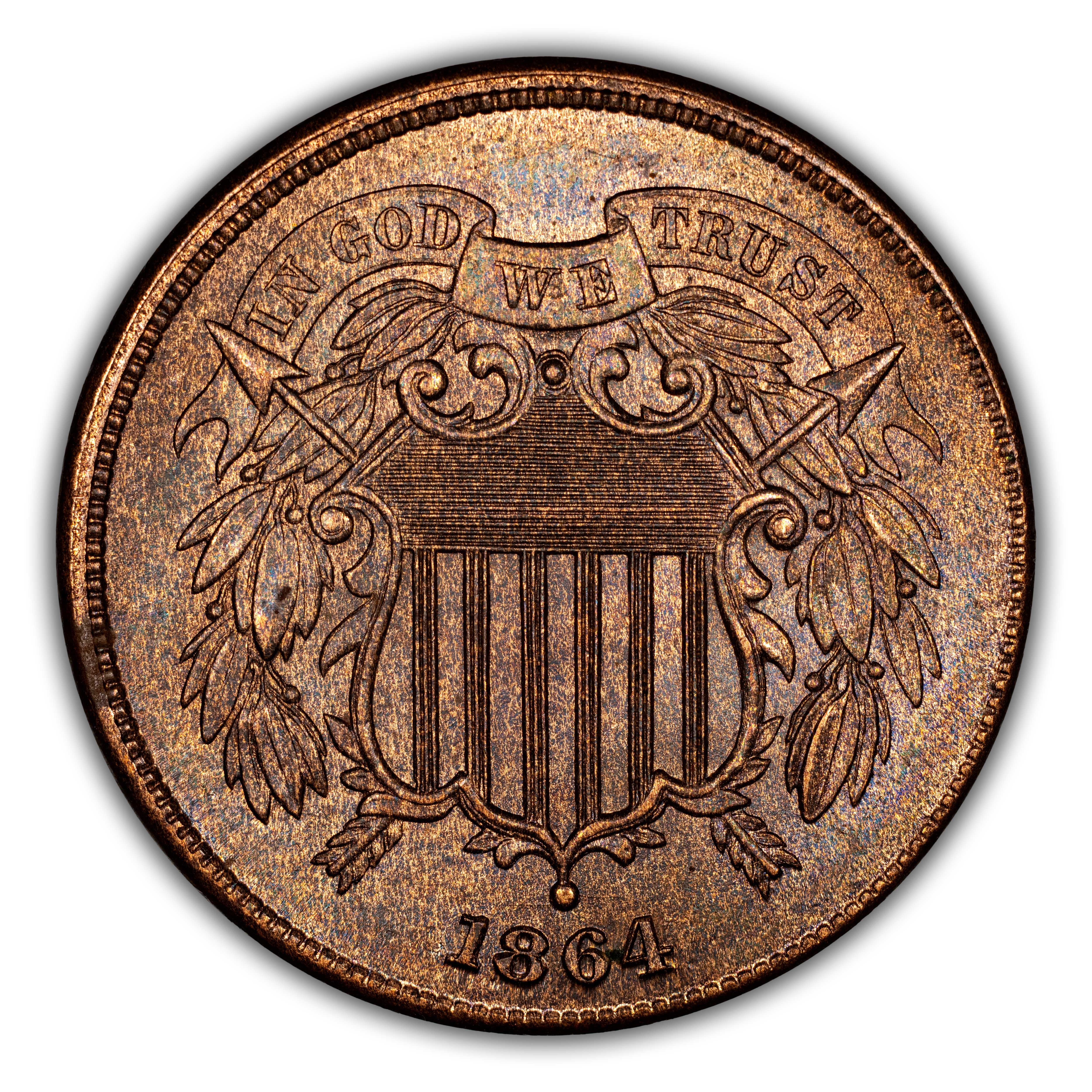 2-Cent Piece Set 2c no 1867 DDO, 10 Coins MS RB thumbnail 13