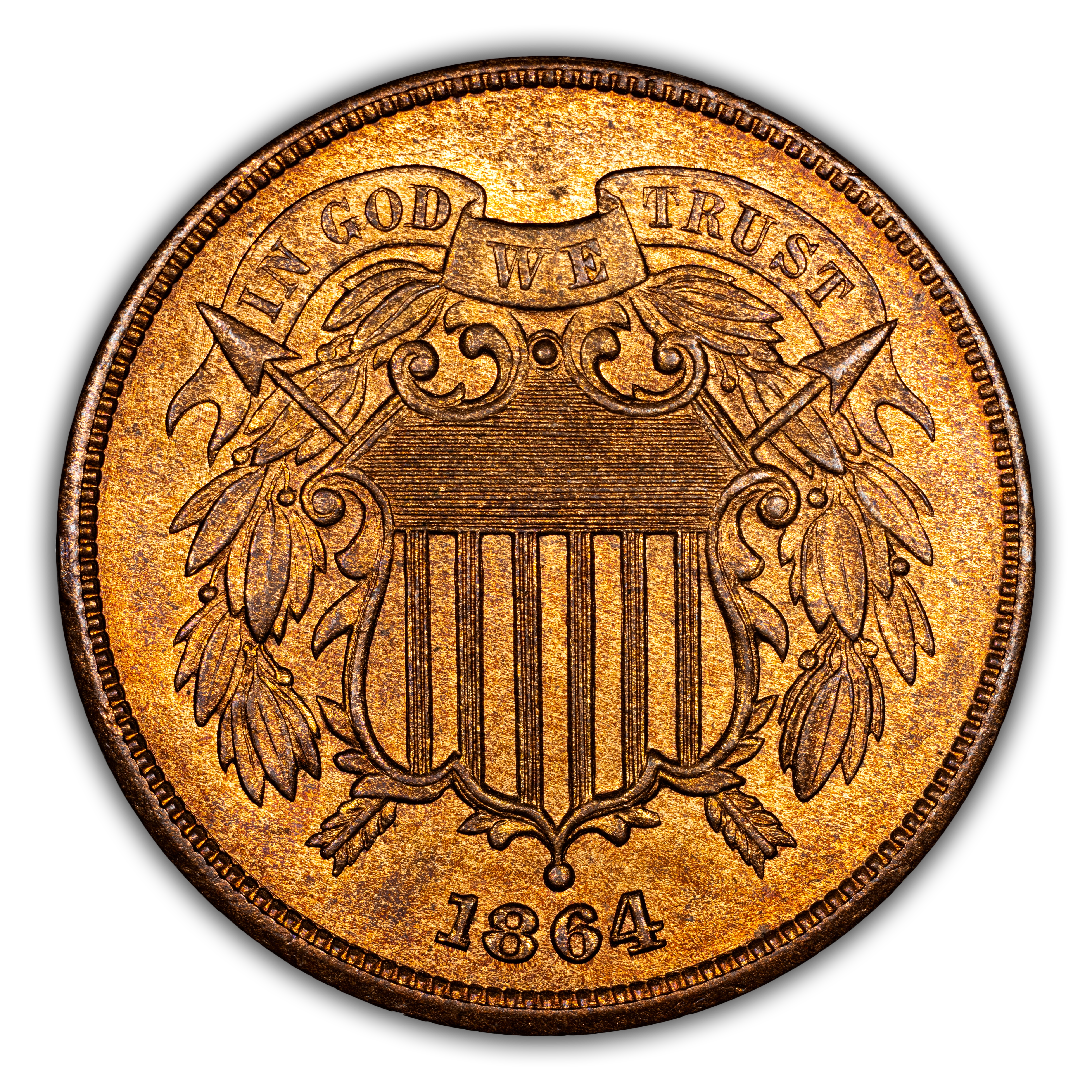 2-Cent Piece Set 2c no 1867 DDO, 10 Coins MS RB thumbnail 15