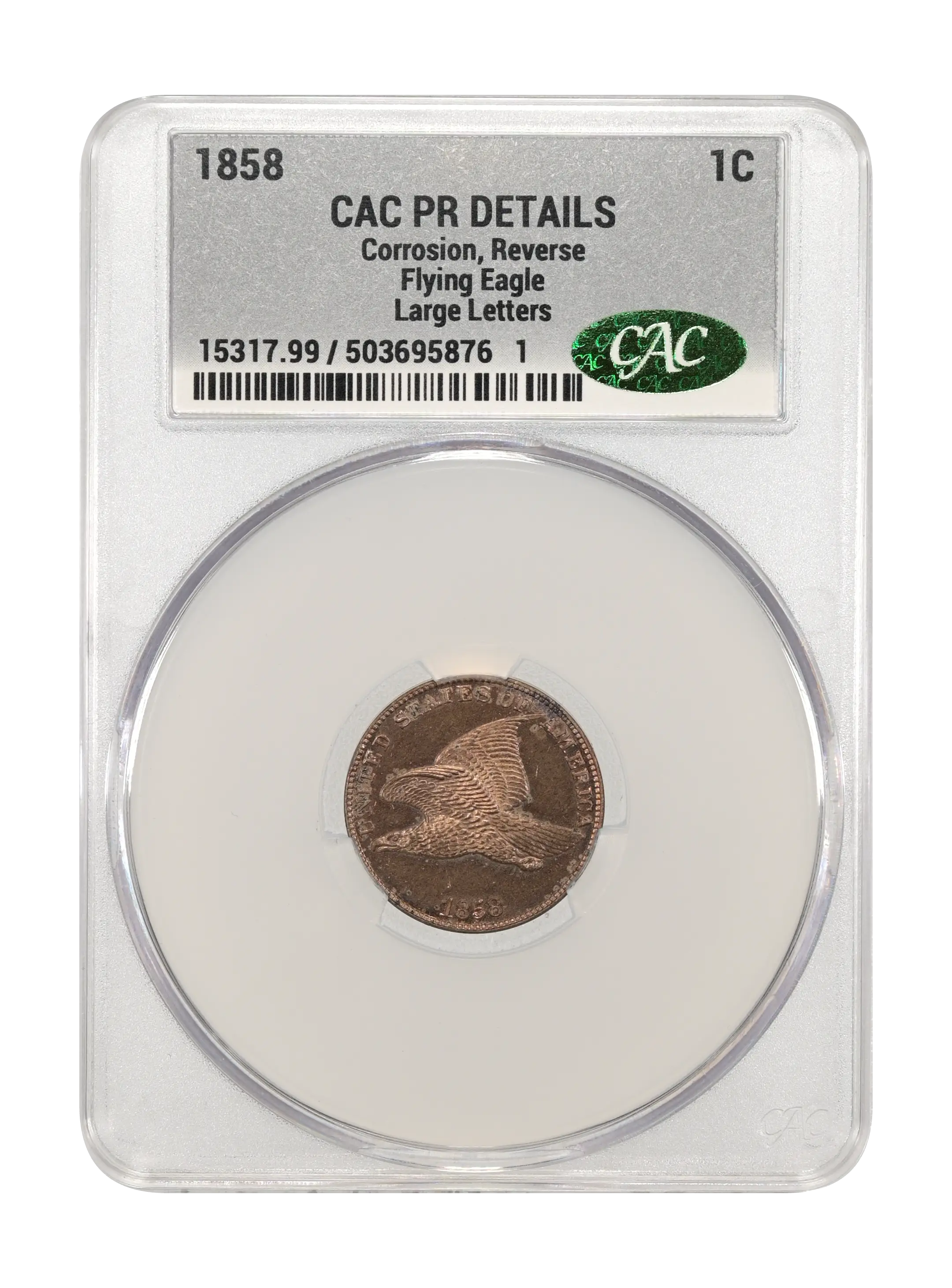 1858 1c Flying Eagle, Large Letters PR thumbnail 11