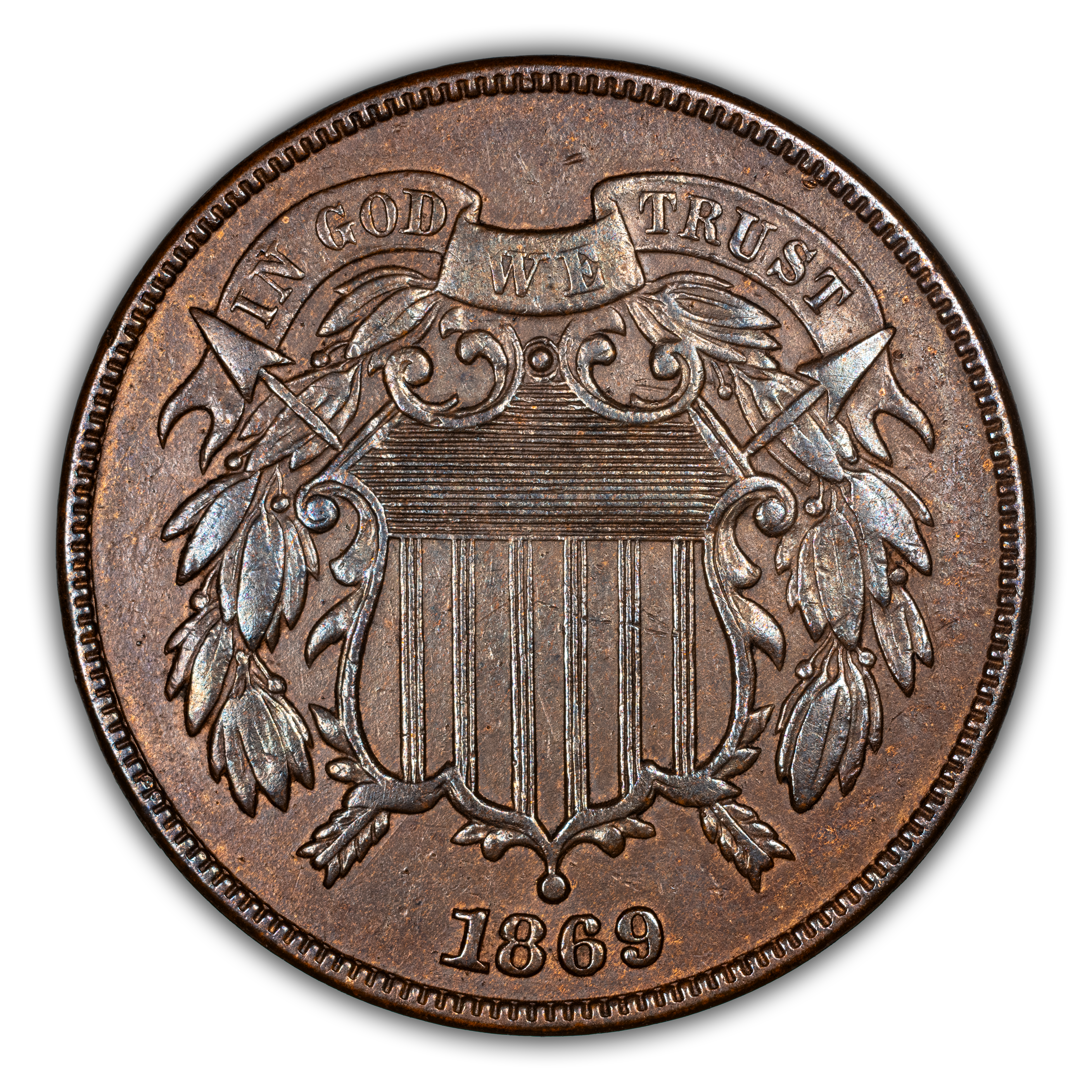 1869 2c Doubled Die Obverse , FS-101 MS BN thumbnail 2