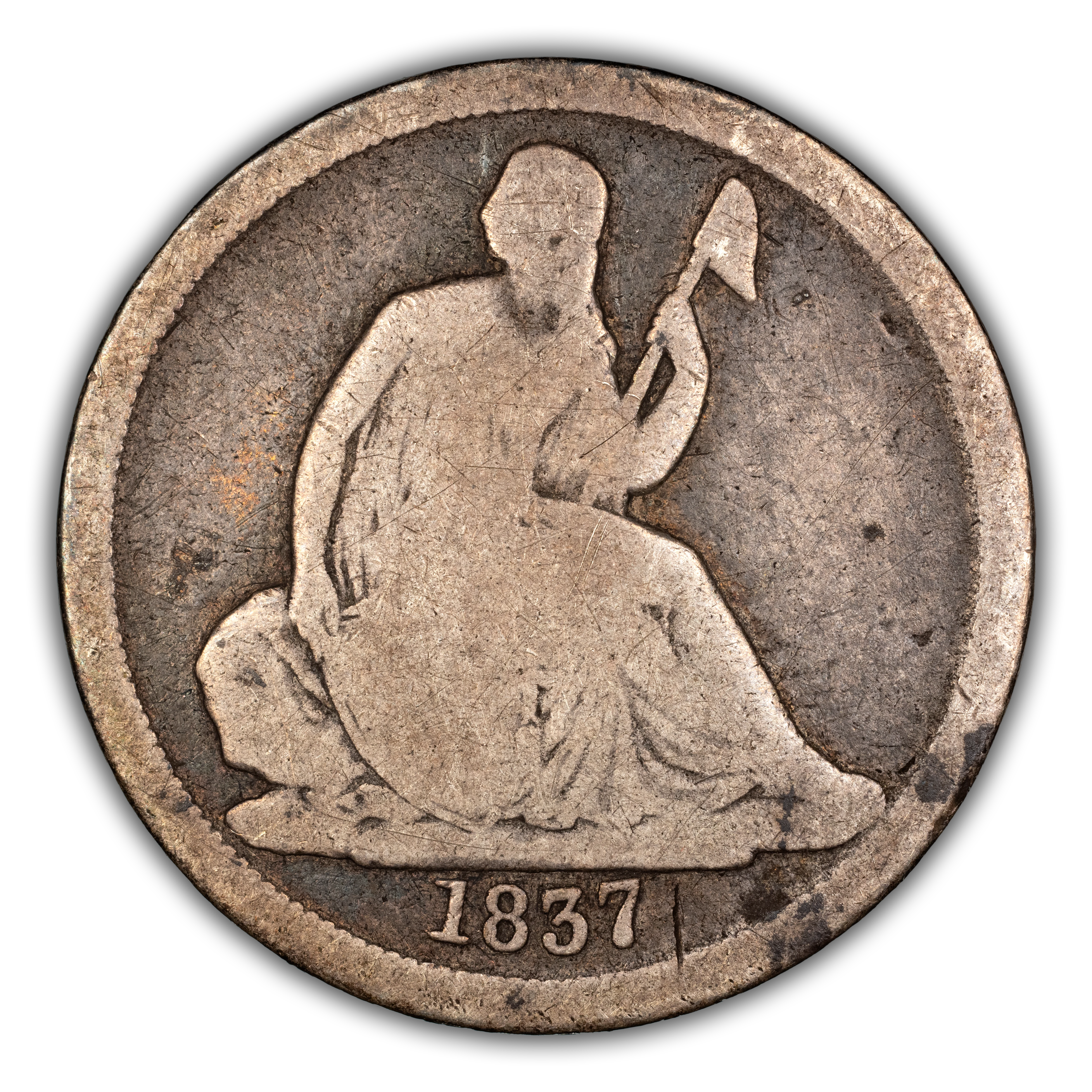 1837 10c No Stars, Large Date MS thumbnail 3