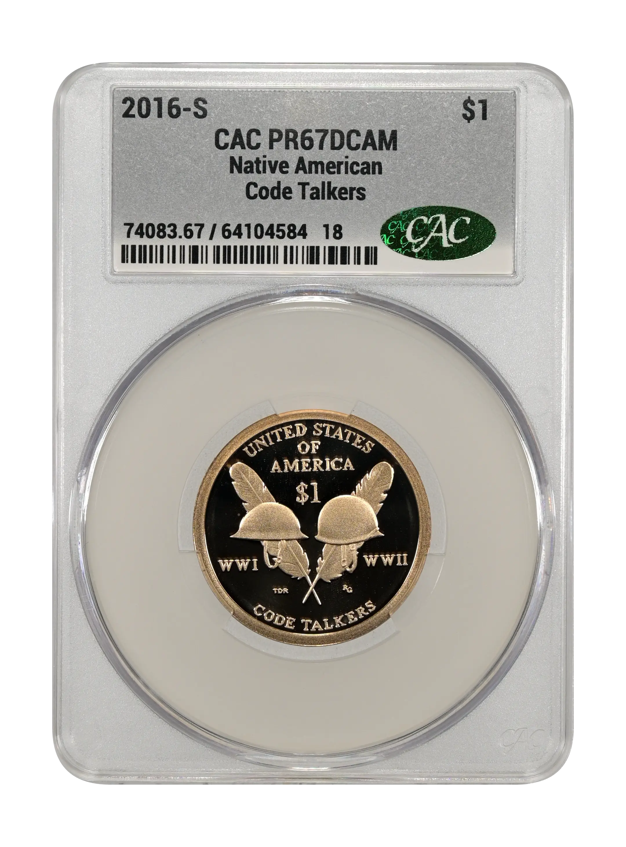 2016-S $1  Native American, Code Talkers PR DCAM thumbnail 3