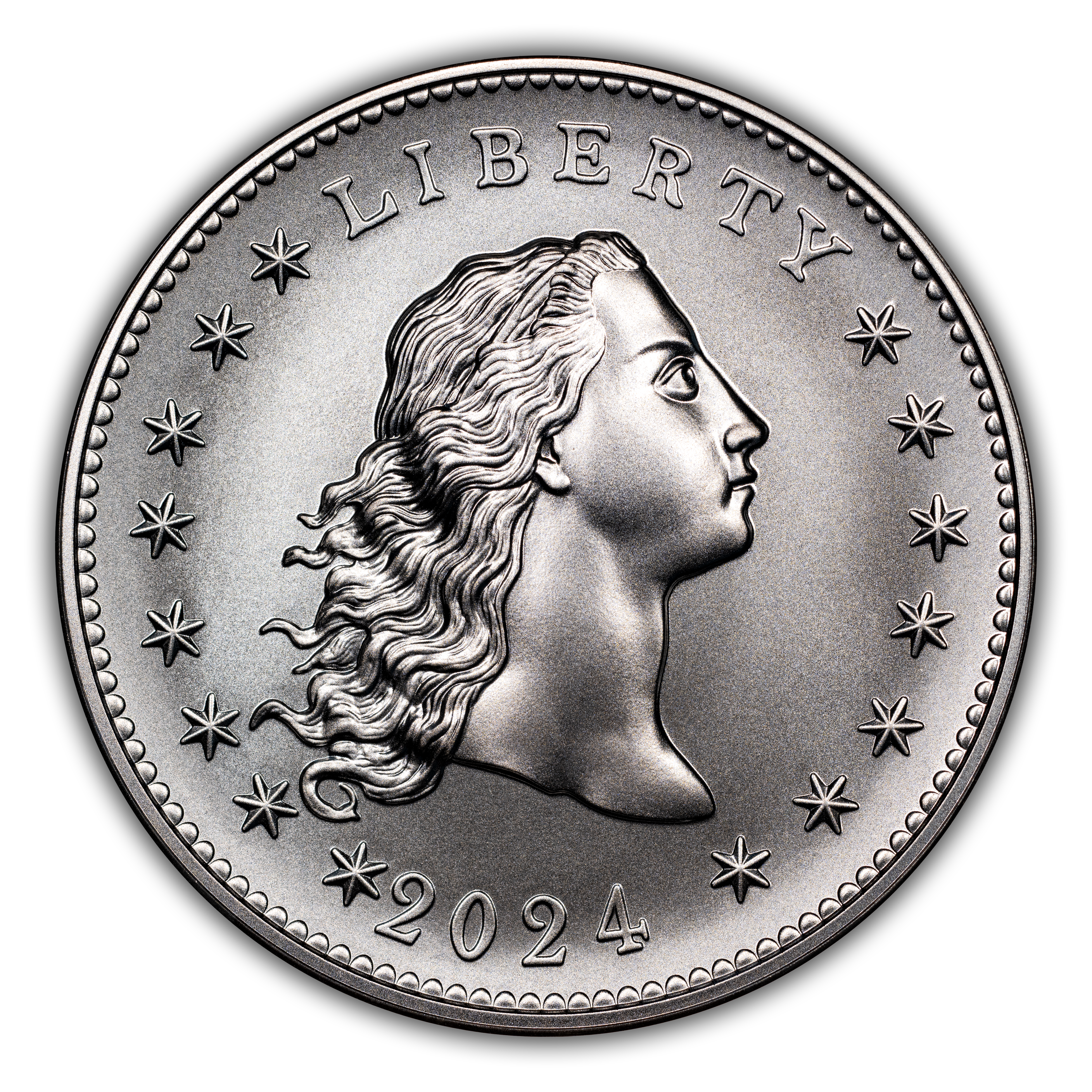 2024 Medal 1oz Silver, 230th Anniversary Flowing Hair MS thumbnail 2