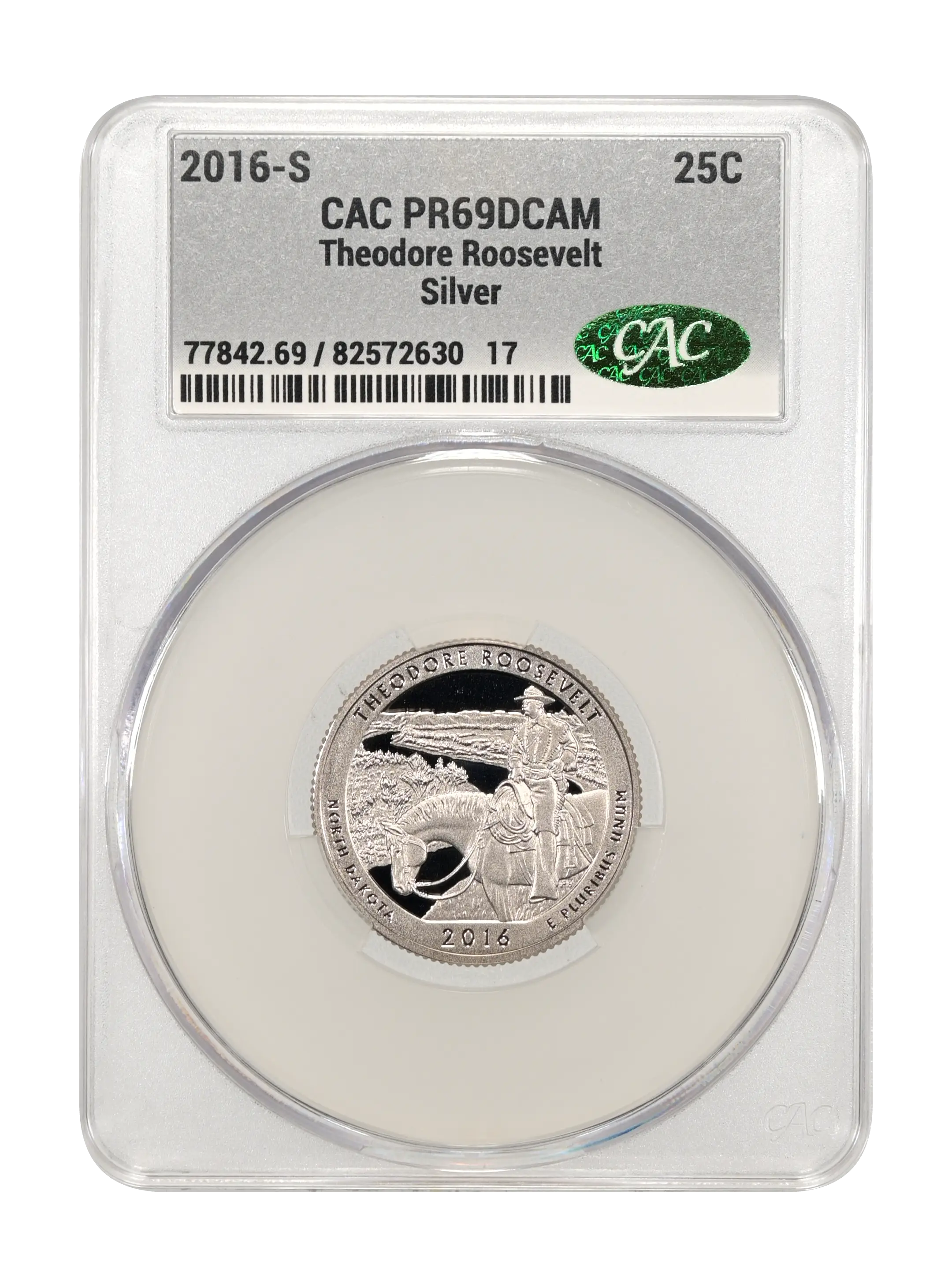 2016-S 25c Theodore Roosevelt, Silver PR DCAM thumbnail 6