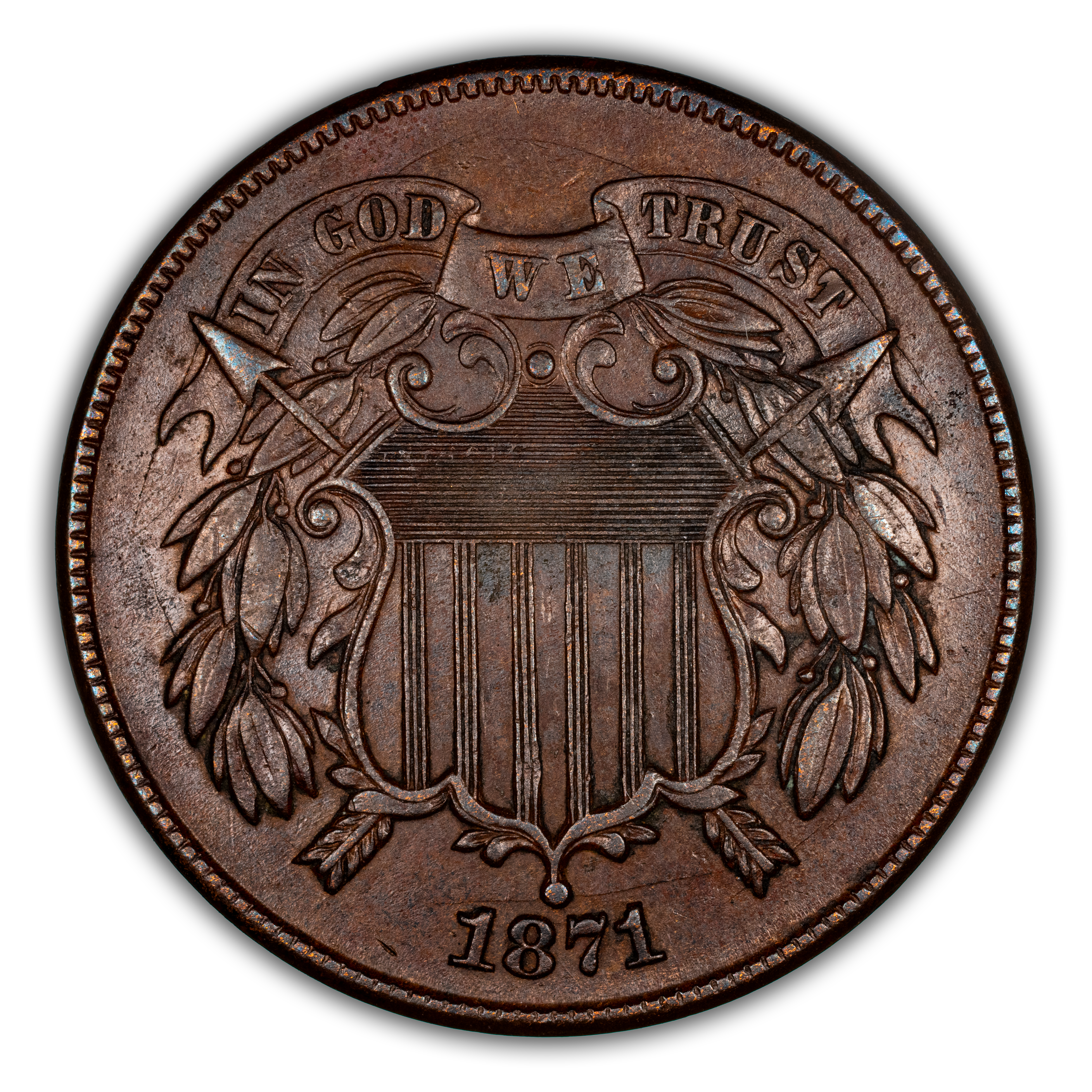 2-Cent Piece Set 2c no 1867 DDO, 10 Coins MS BN VF20 BN thumbnail 24