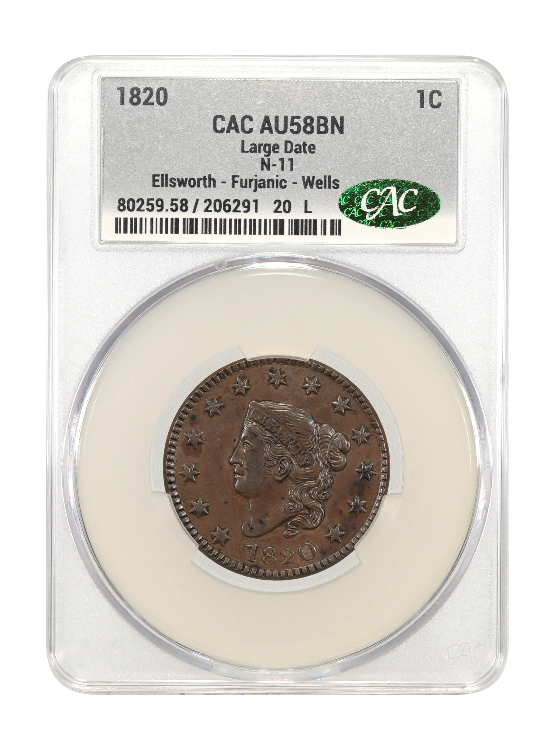 1820 1c Large Date, N-11 MS BN thumbnail 5