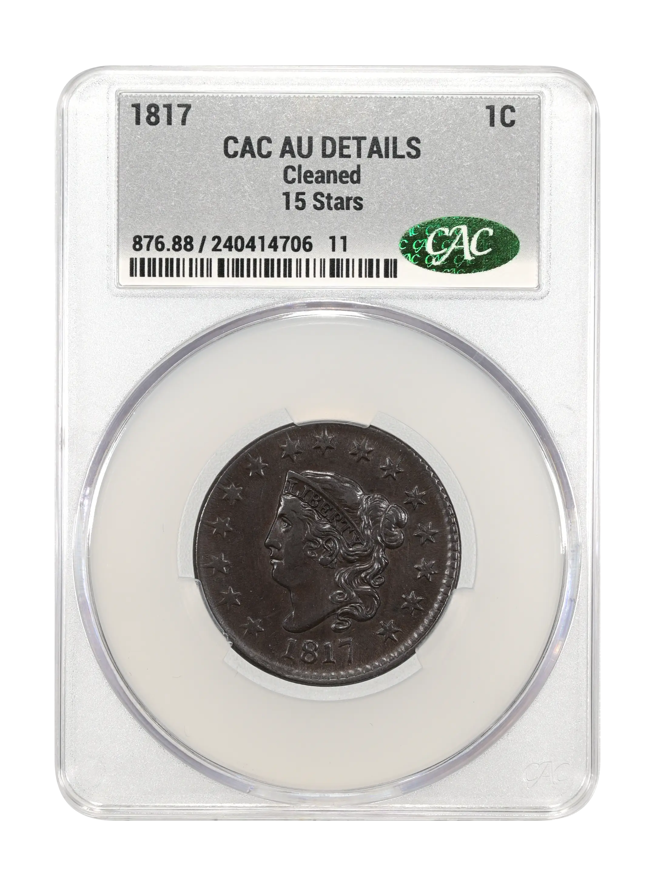 1817 1c 15 Stars MS BN MS61 BN CAC thumbnail 24