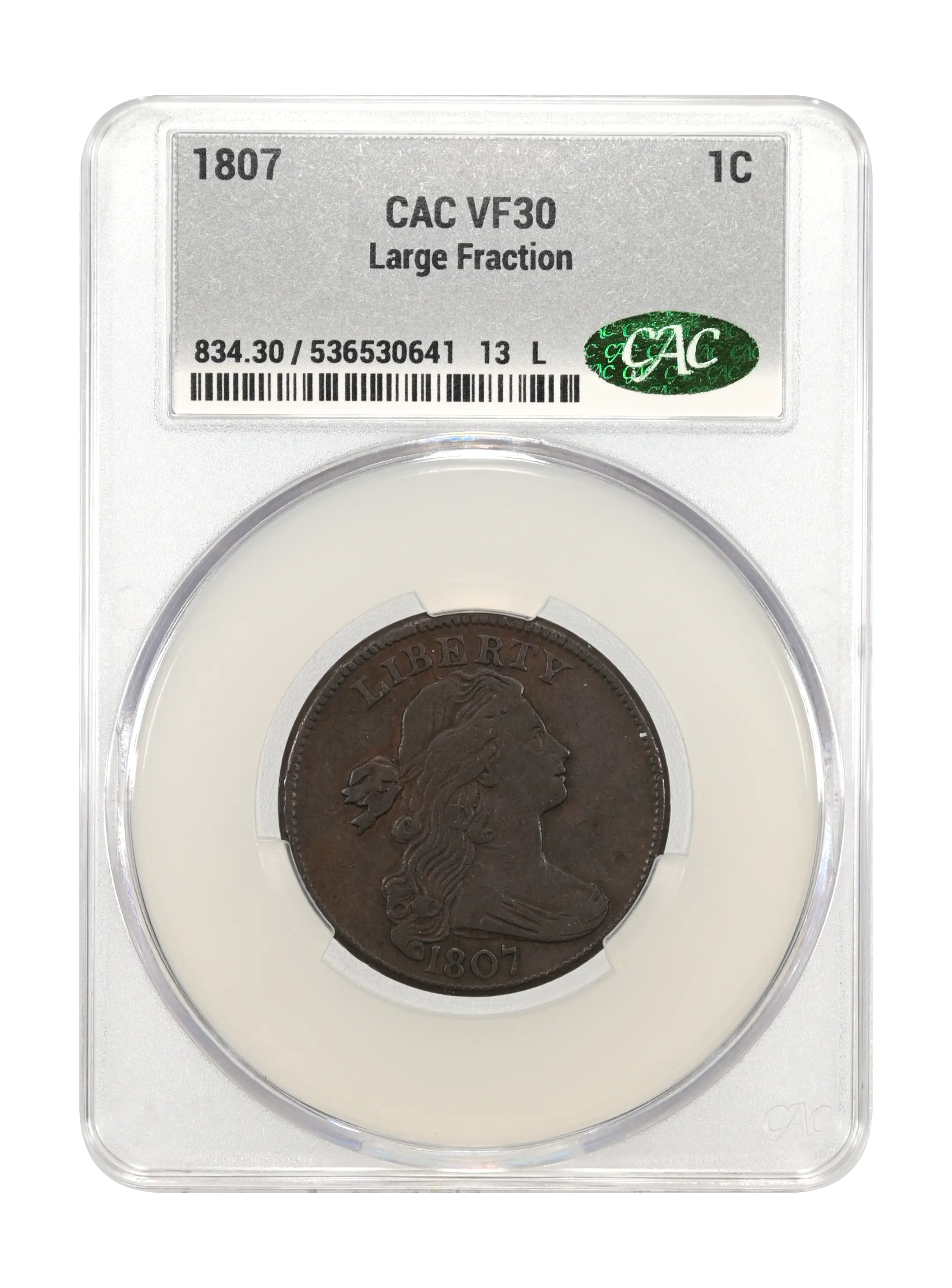 1807 1c Large Fraction MS BN AU50 BN CAC thumbnail 21