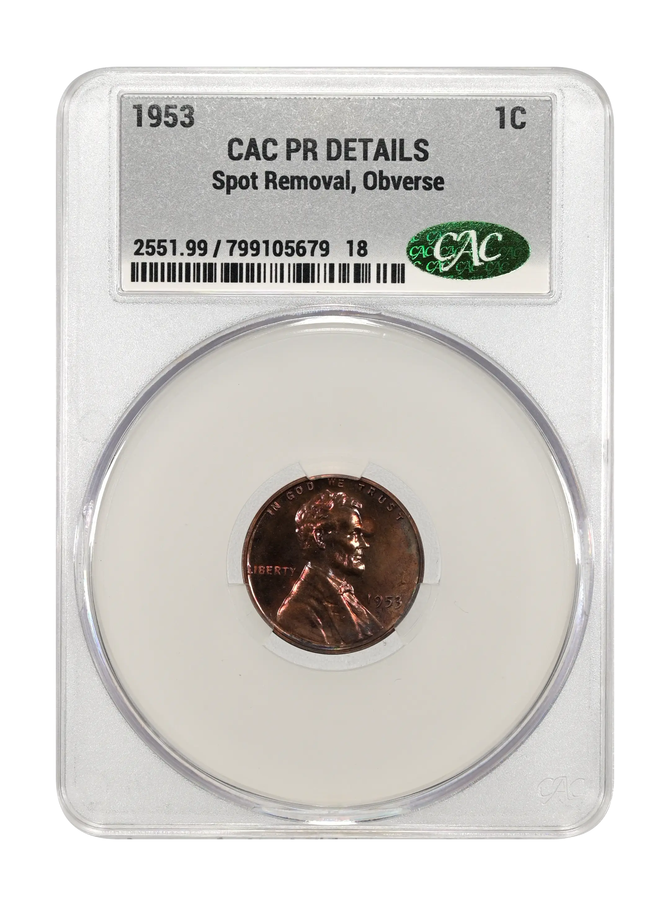 1953 1c Re-Engraved Design, FS-402 PR BN PR64 BN CAC thumbnail 3