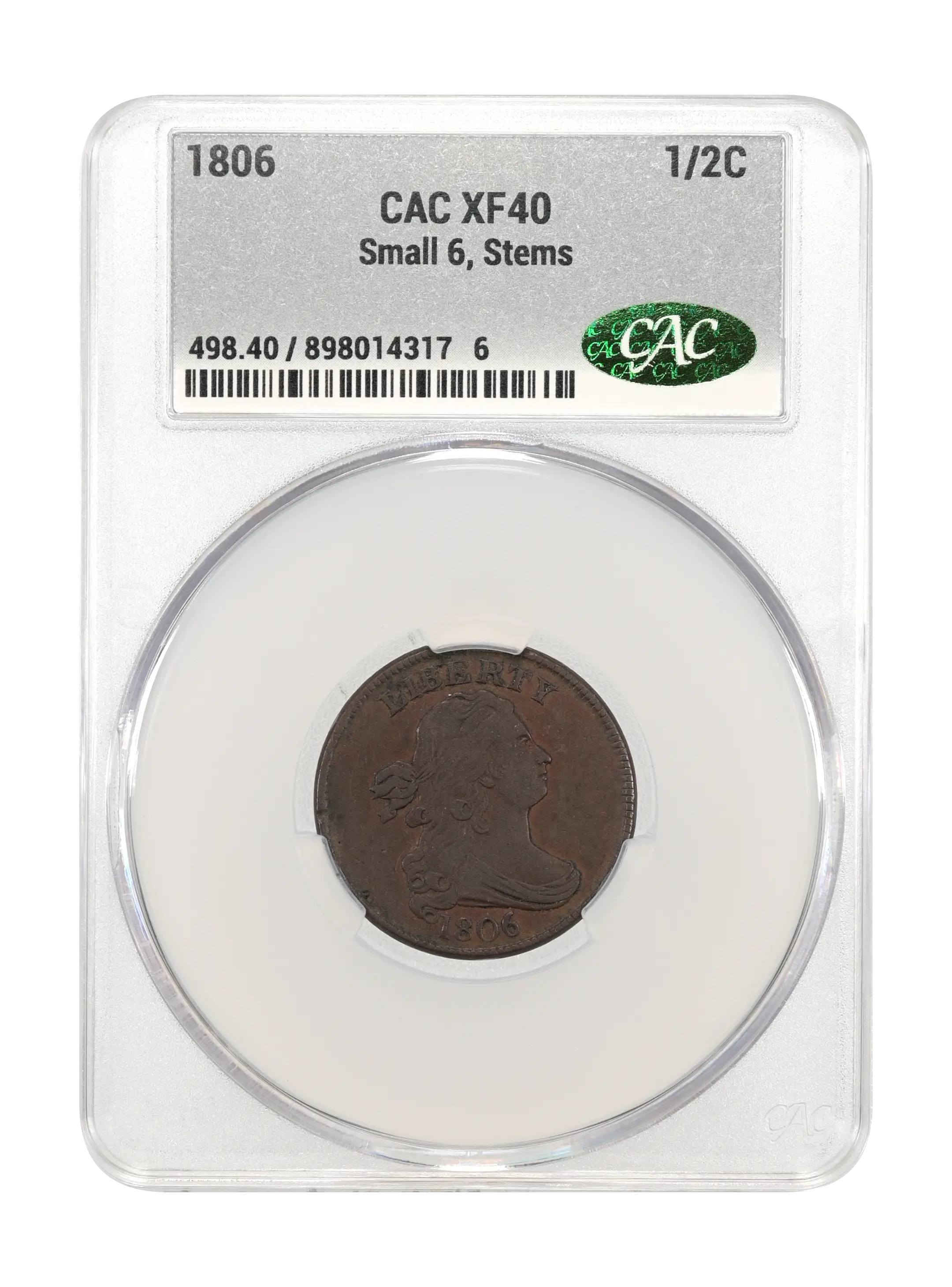 1806 1/2c Small 6, Stems MS BN thumbnail 15