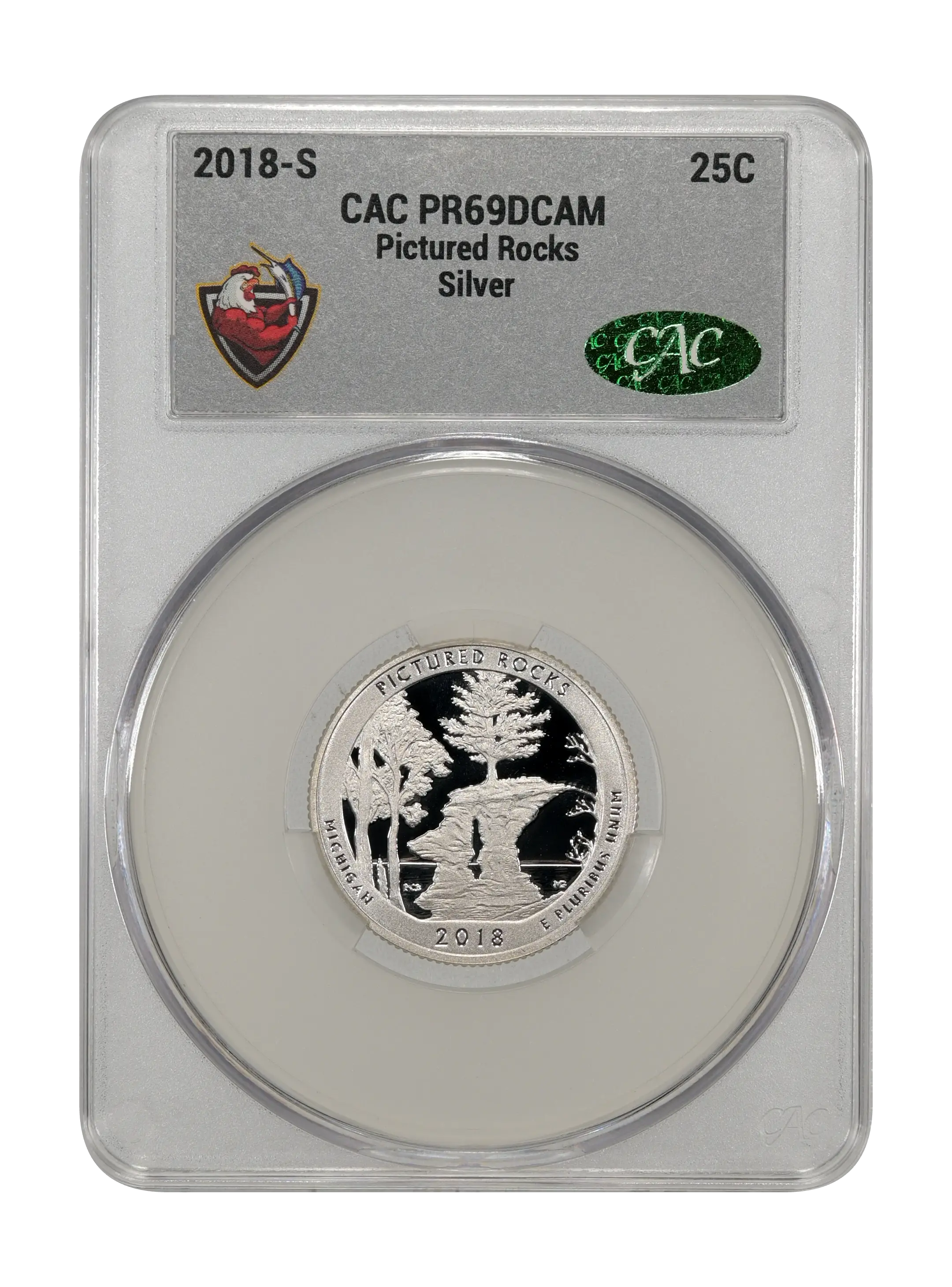 2018-S 25c Pictured Rocks , Silver PR DCAM thumbnail 4
