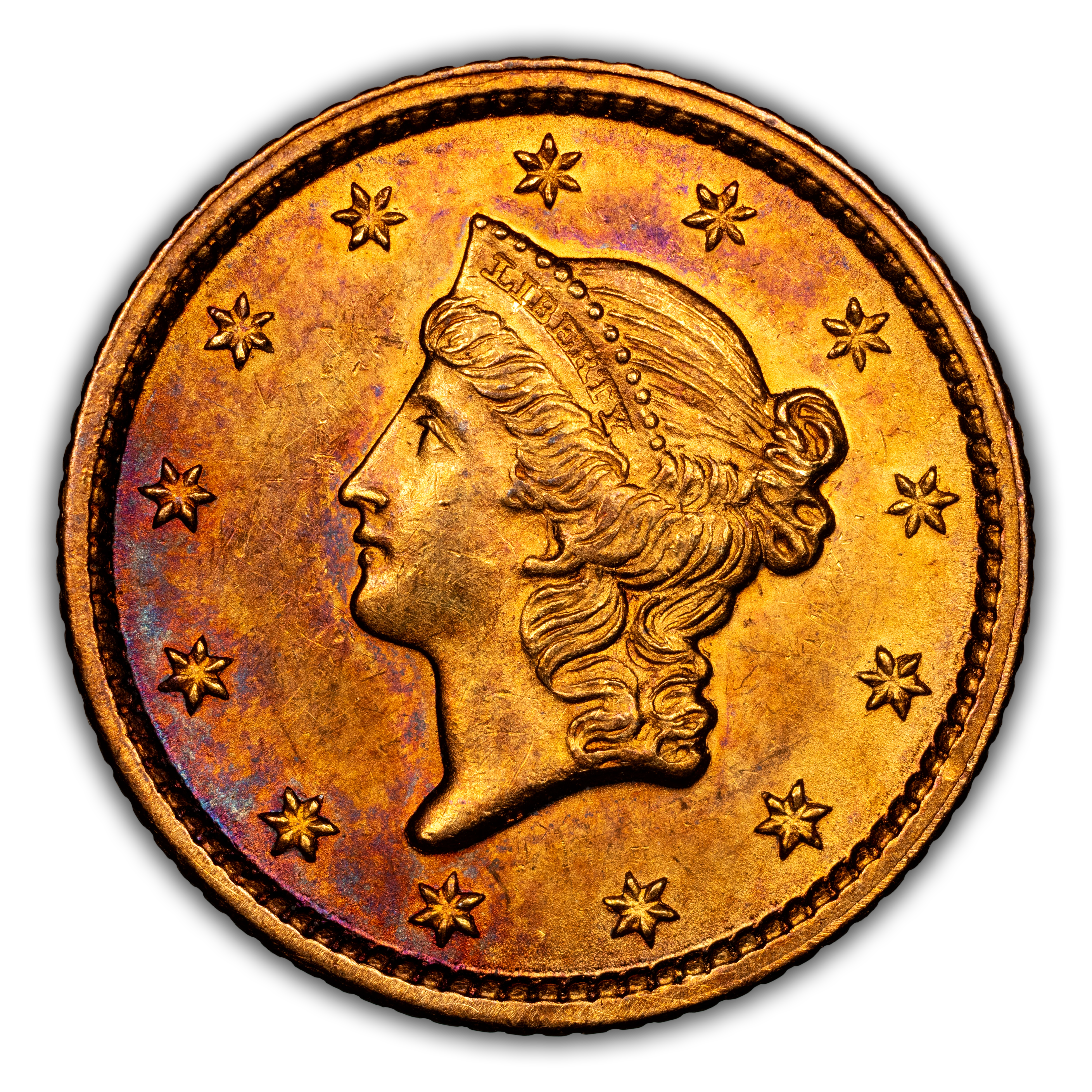 1849 G$1 Open Wreath, With L MS thumbnail 3