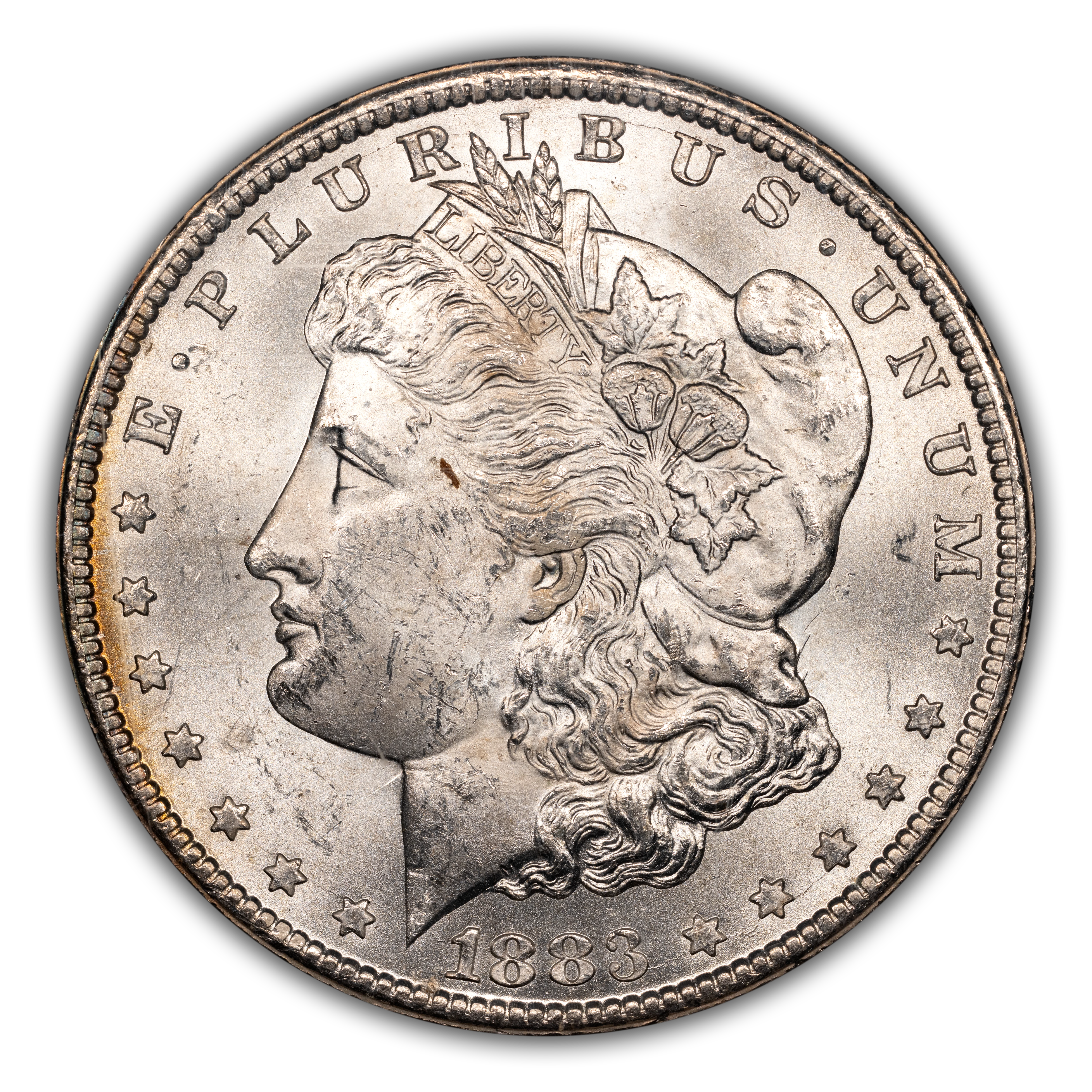 1883-CC $1  GSA Hoard, Clashed Obverse n & st, VAM-3A MS thumbnail 3