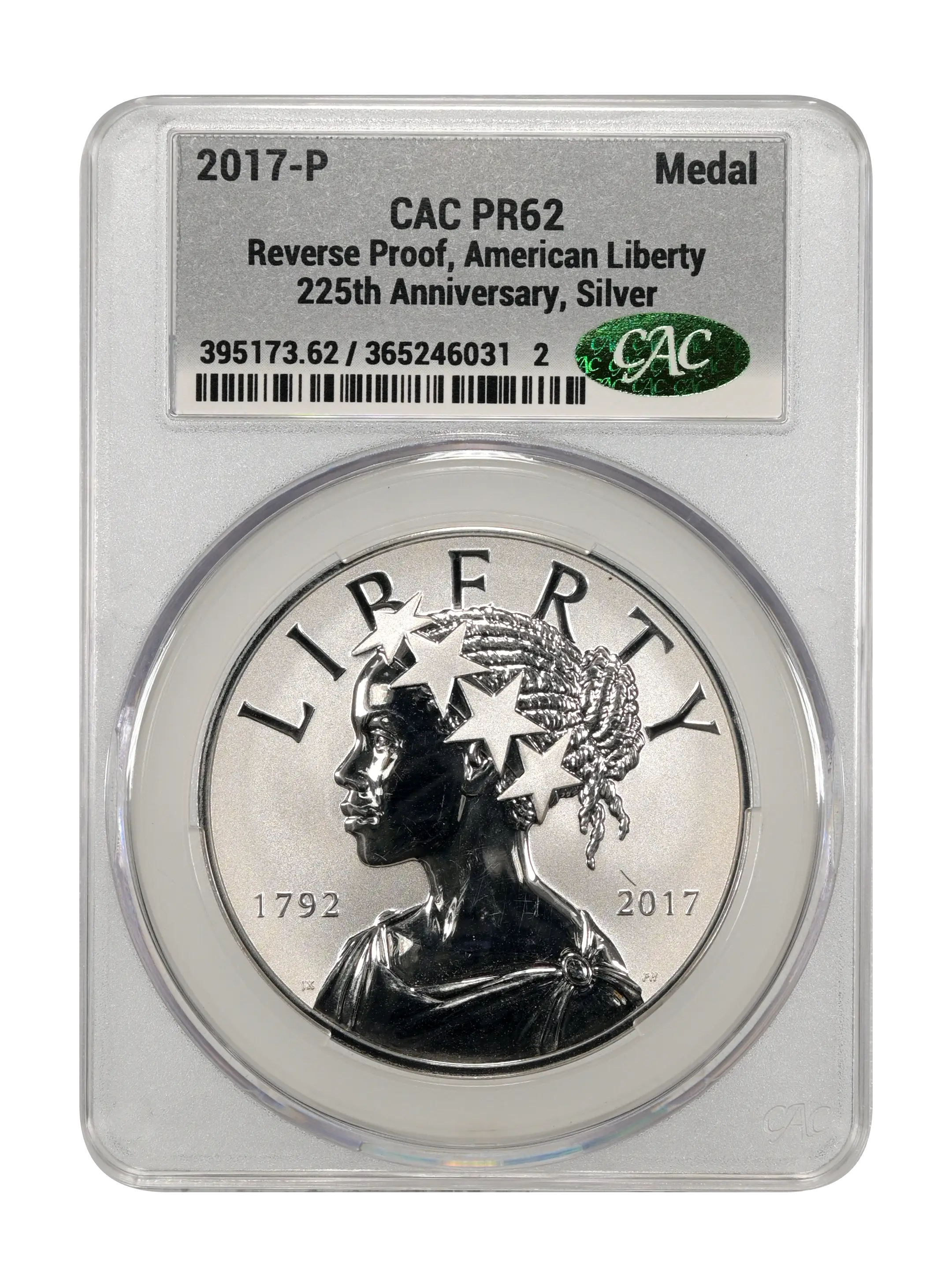 2017-P Medal 1oz Silver, American Liberty, 225th Anniv, Rev. Proof PR thumbnail 2