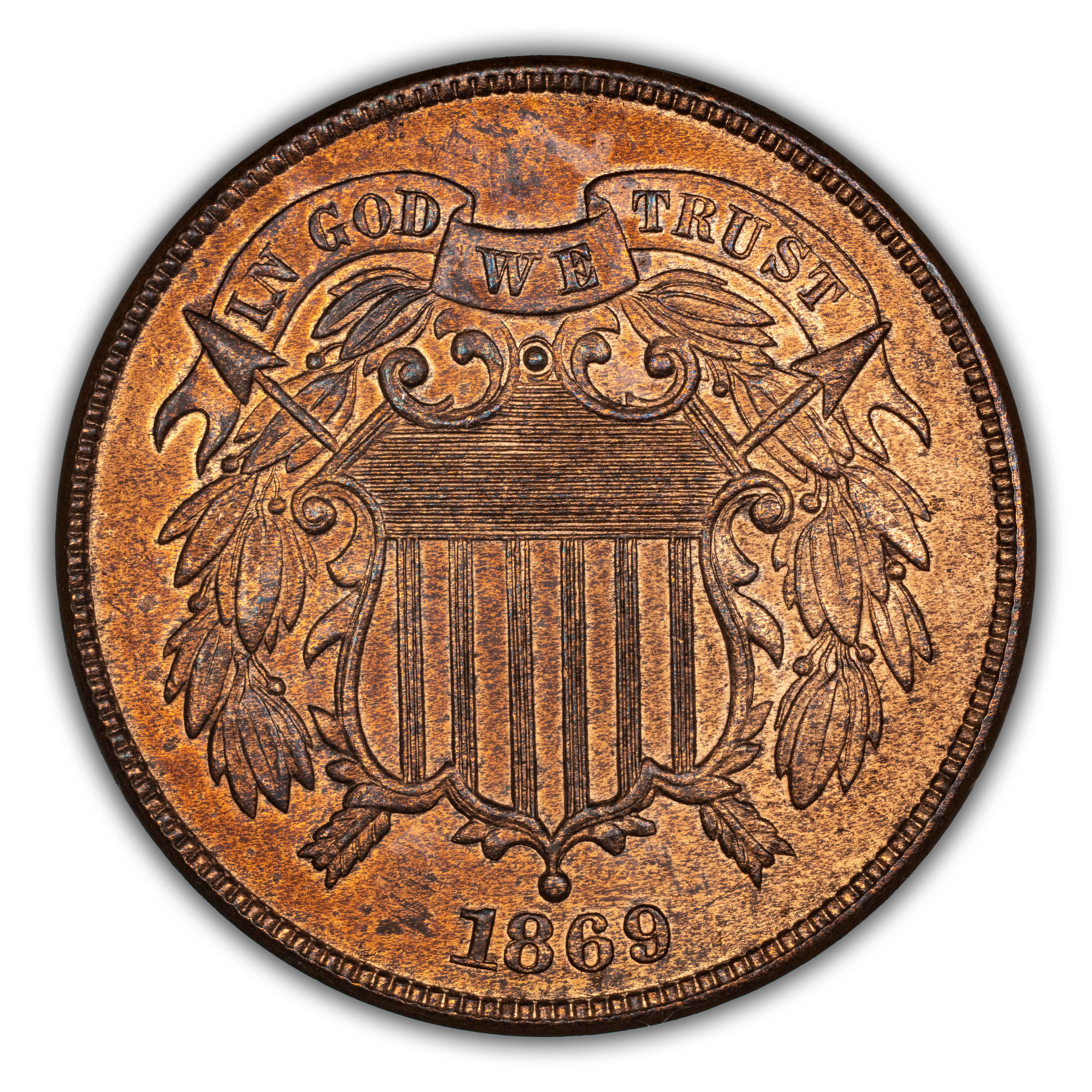 1869 2c Repunched Date, FS-302 MS RB thumbnail 2
