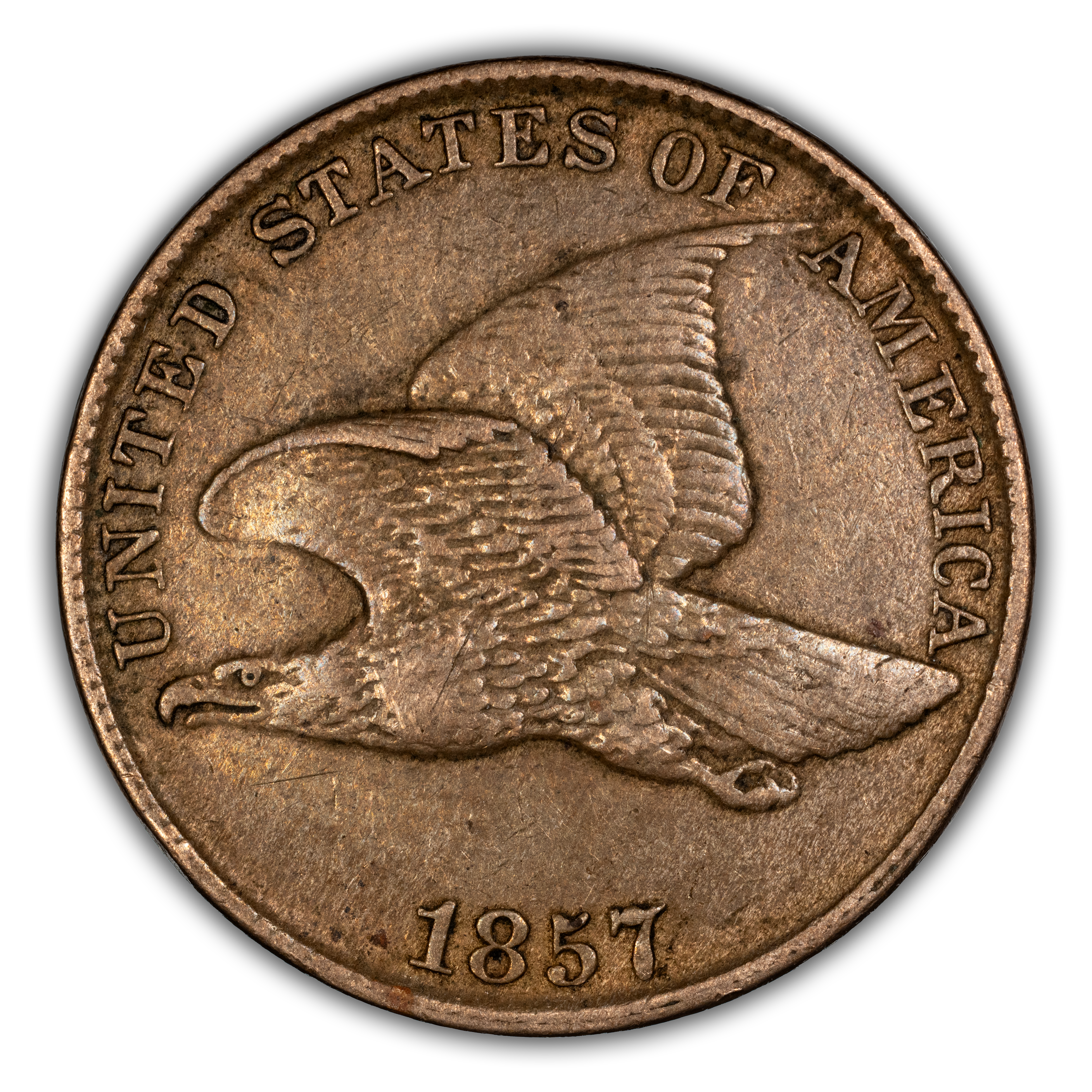1857 1c Flying Eagle, Repaired OF, S-22 MS64 CAC thumbnail 2