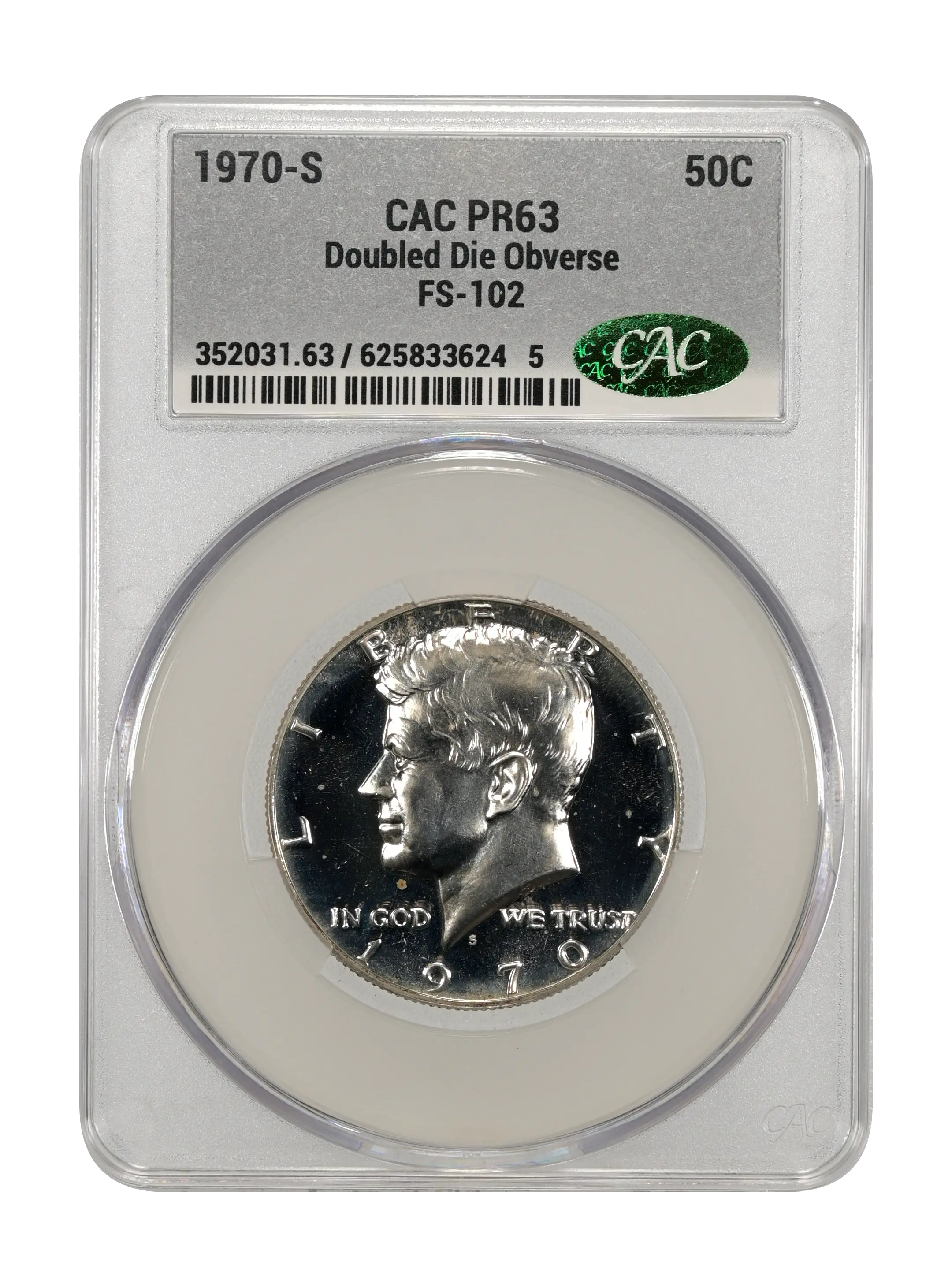 1970-S 50c Doubled Die Obverse, FS-102 PR