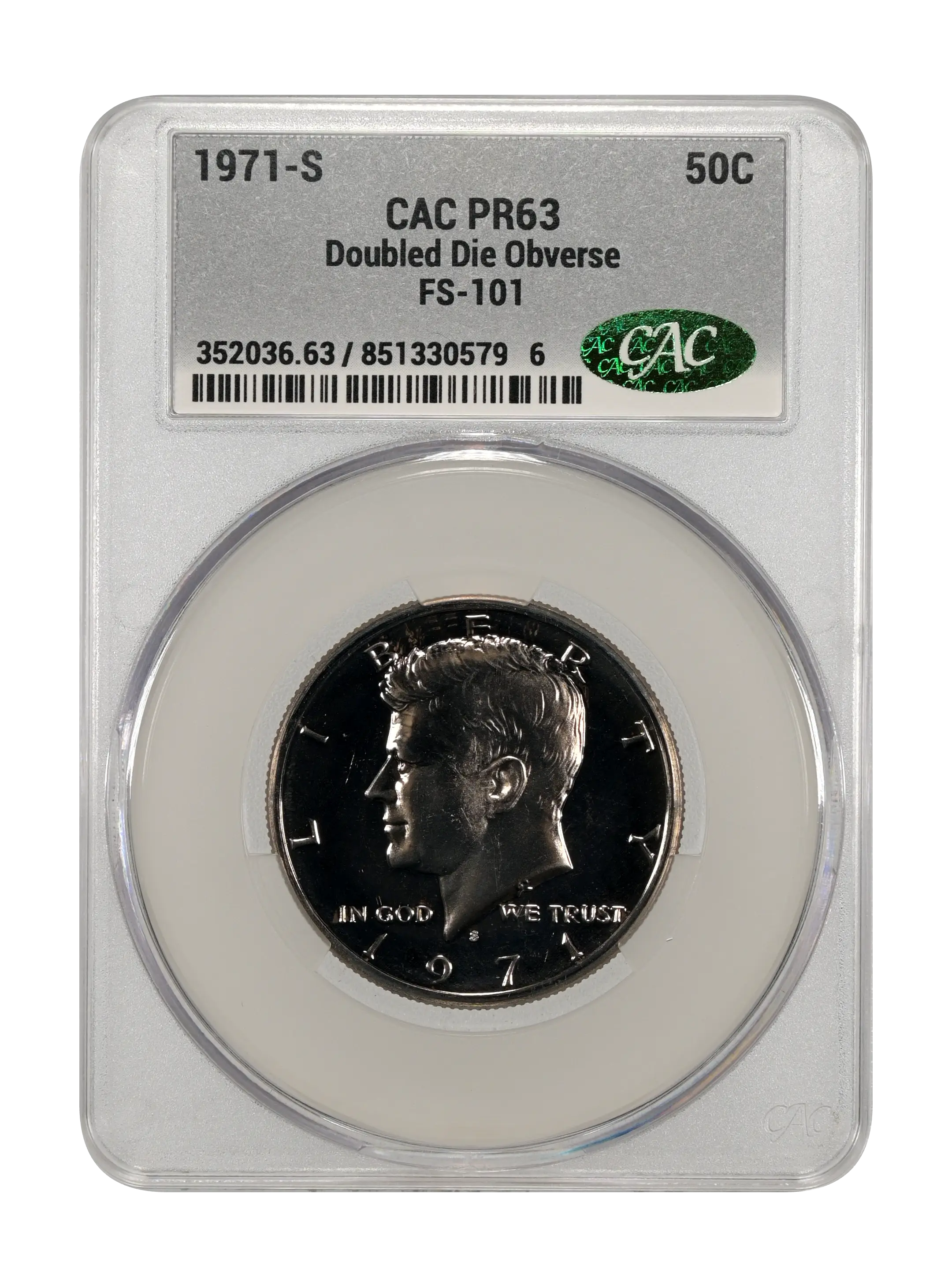 1971-S 50c Doubled Die Obverse, FS-101 PR thumbnail 2