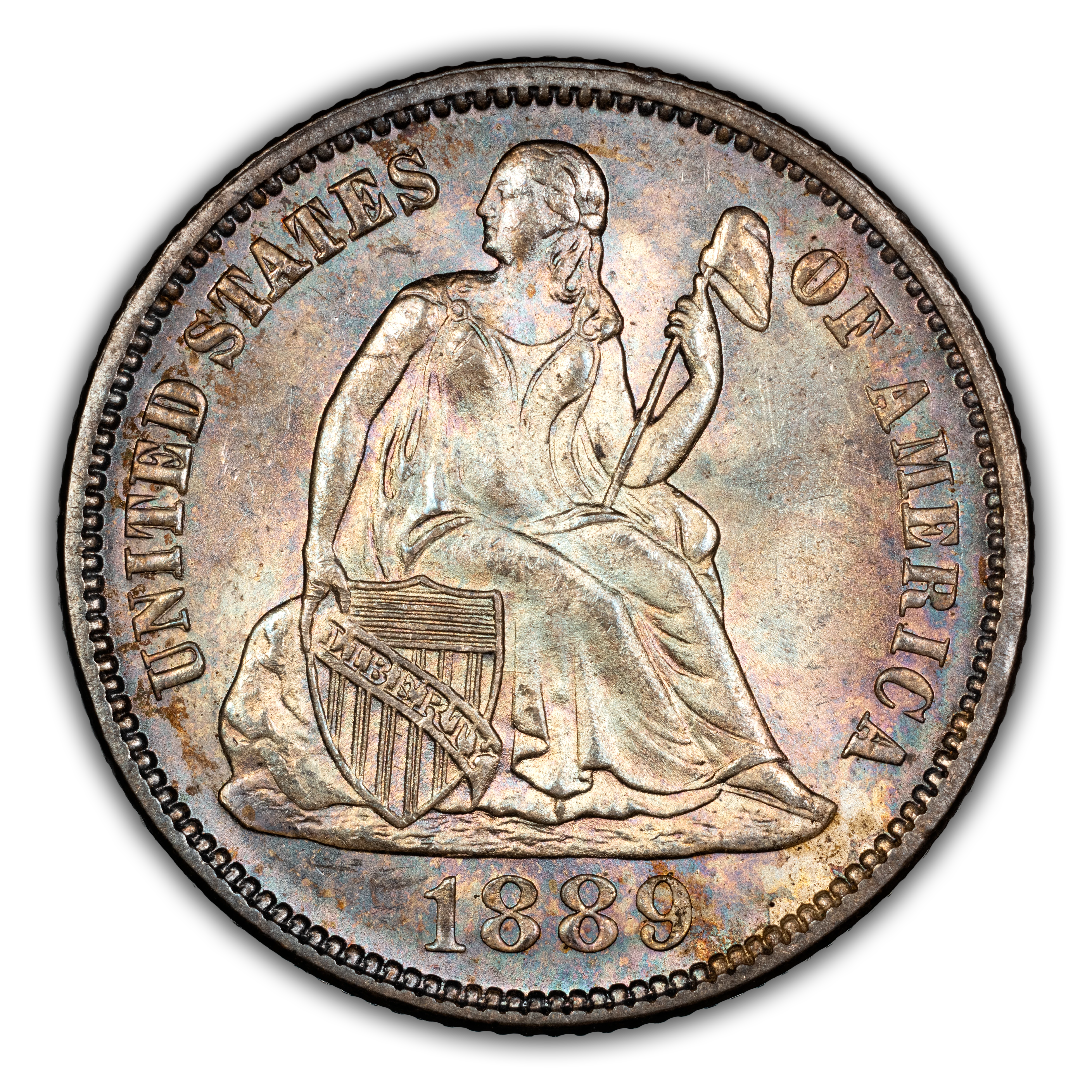 1889 10c VG10 CAC thumbnail 3
