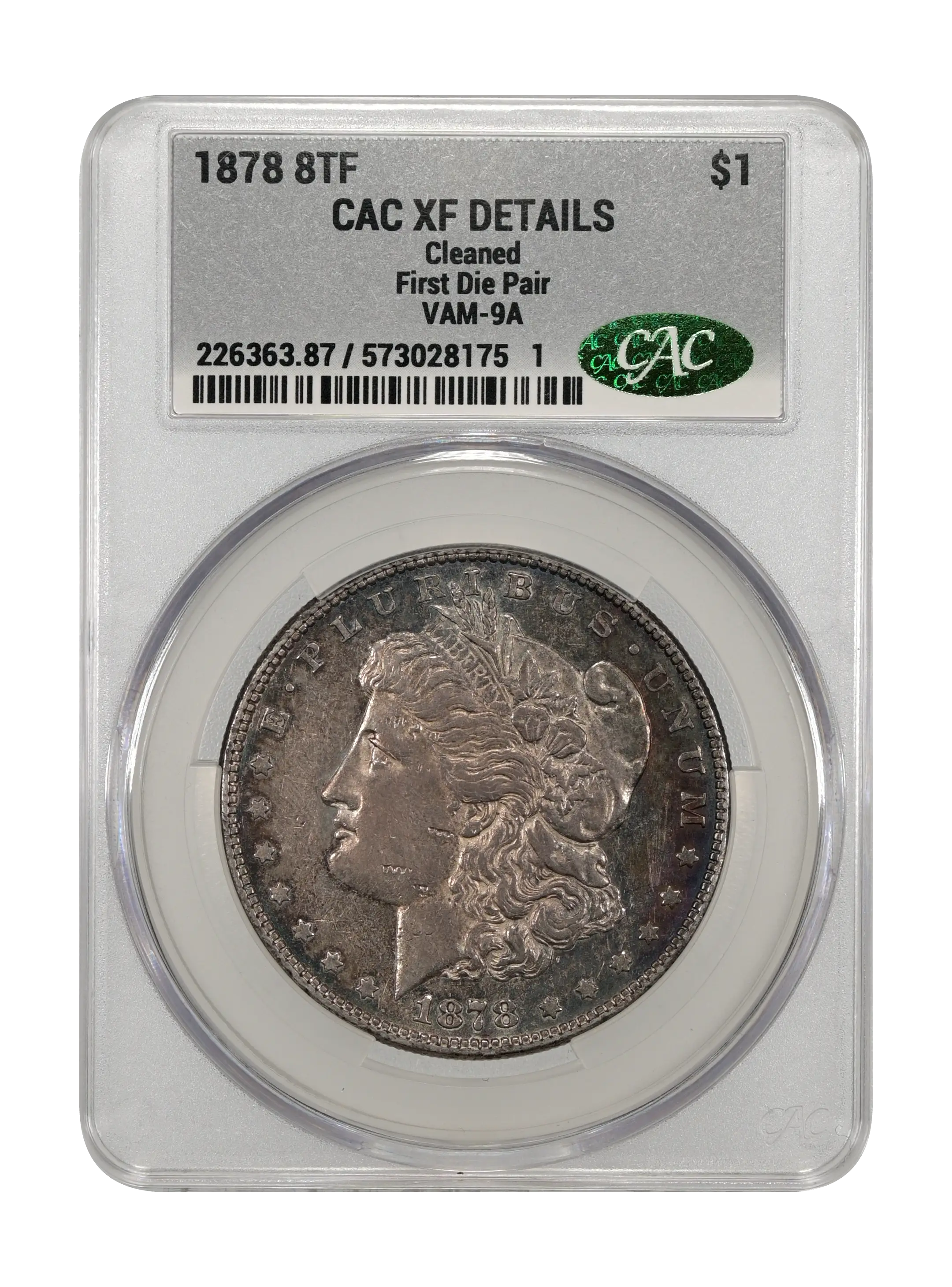 1878 8TF $1  Doubled Reverse, Clashed Obverse N & T, VAM-9A MS thumbnail 3
