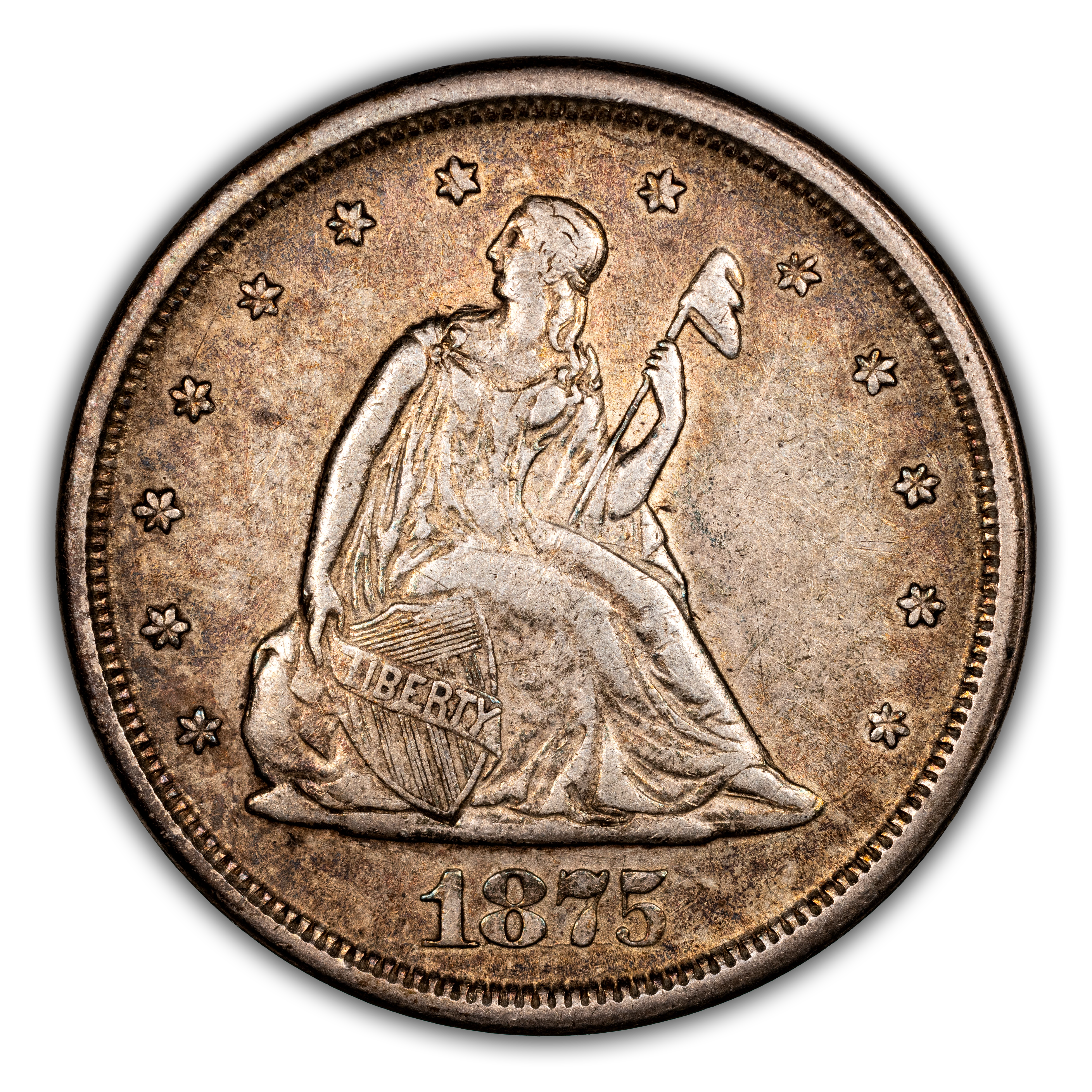 Twenty-Cent Piece Set 20c Seated Liberty, no 1876-CC, 4 Coins VG10 CAC thumbnail 5