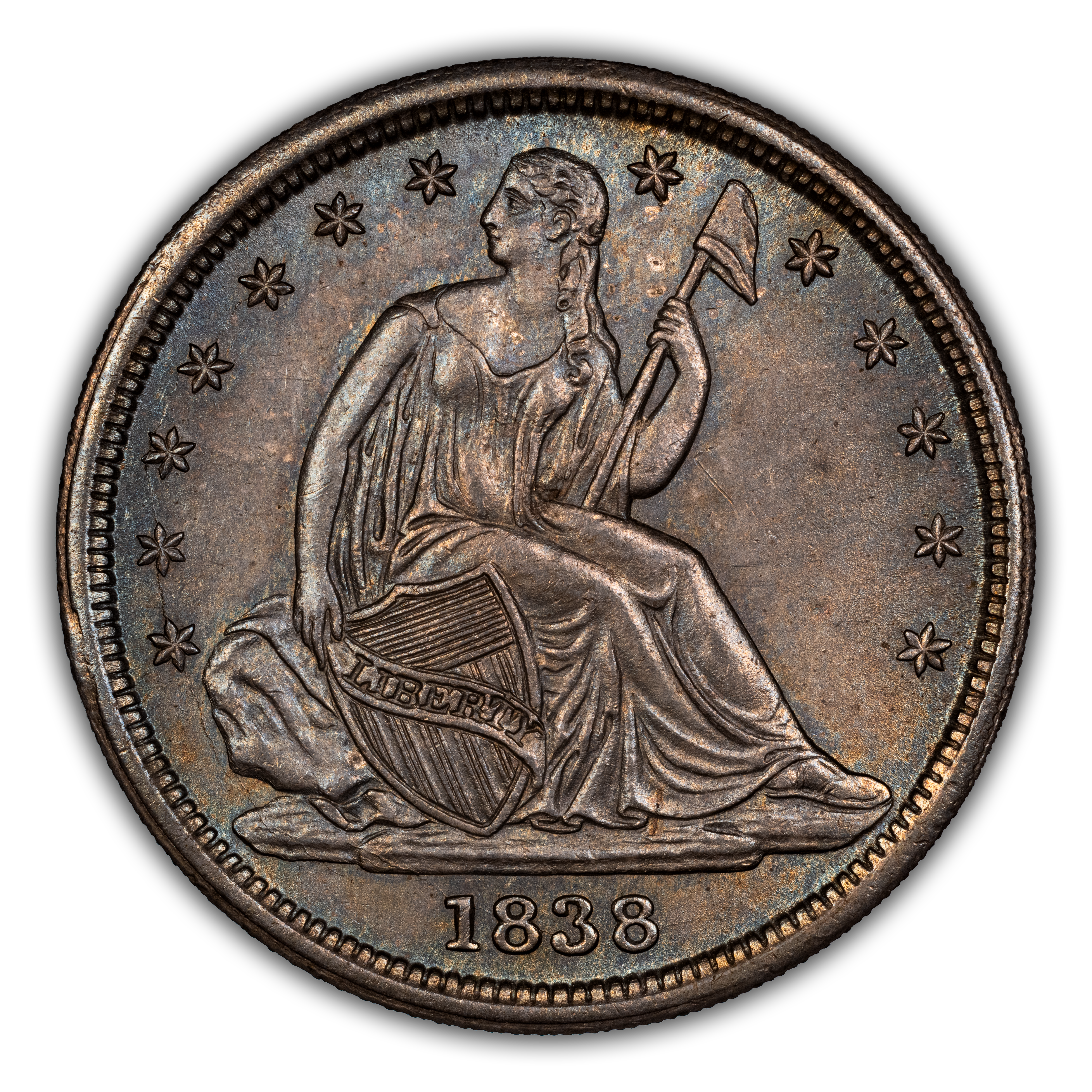 1838 10c No Drapery, Small Stars MS thumbnail 3