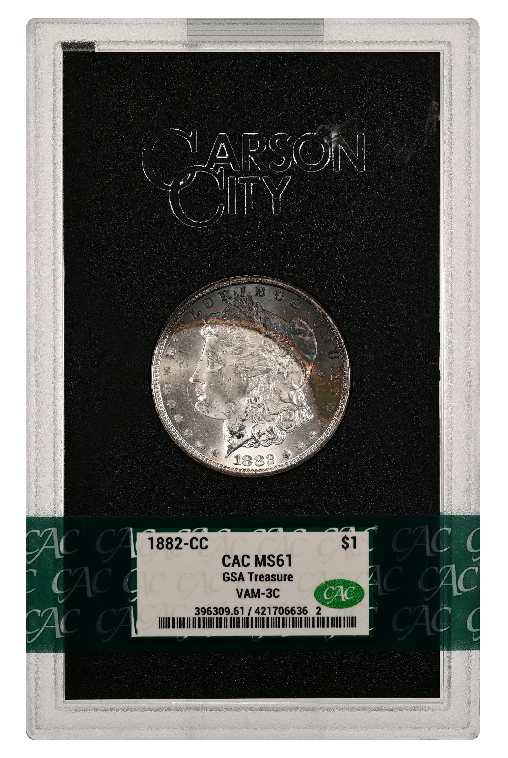 1882-CC $1  GSA Hoard, Die Break Cap, VAM-3C MS thumbnail 5