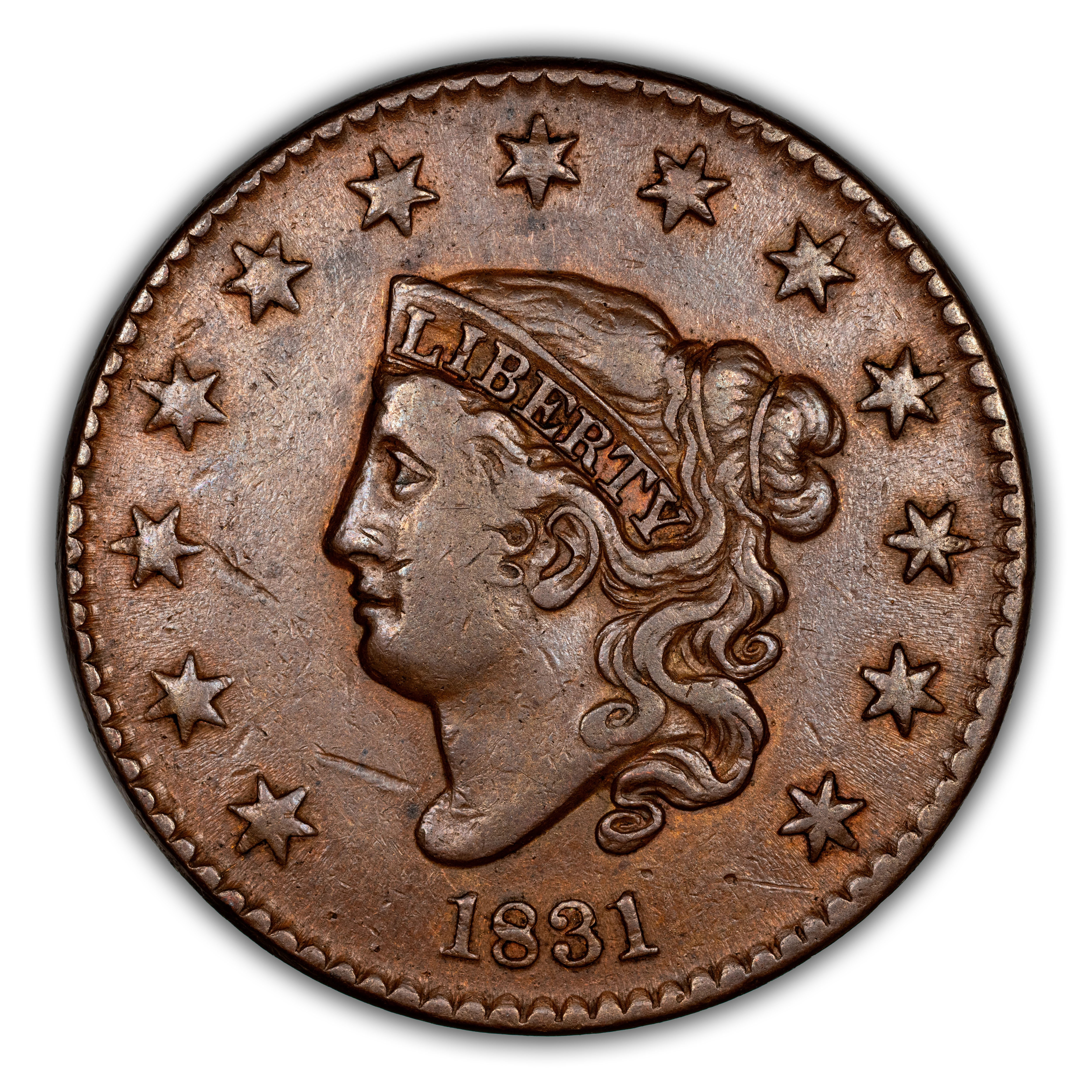 1831 1c Medium Letters, N-3 MS RB