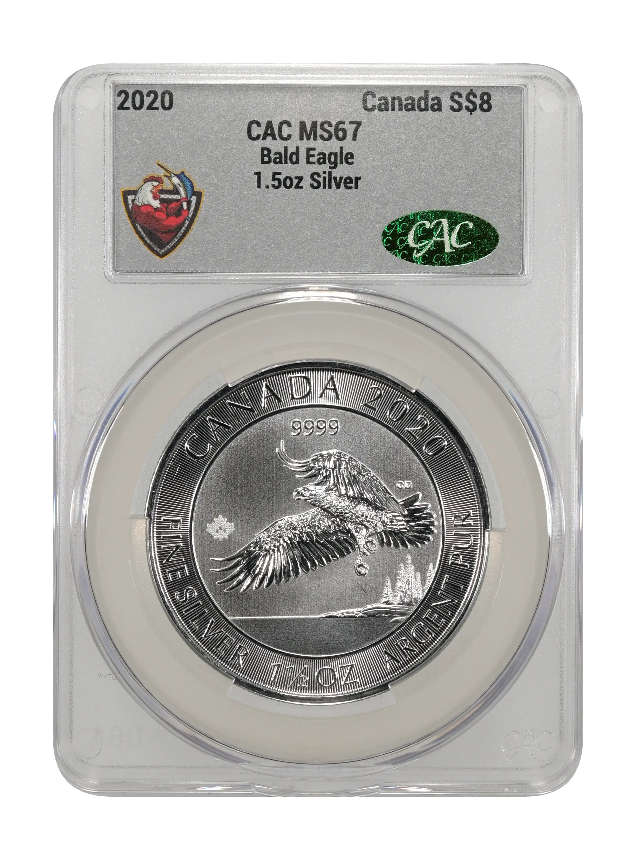 2020 S$8 1 1/2oz Silver, Bald Eagle MS