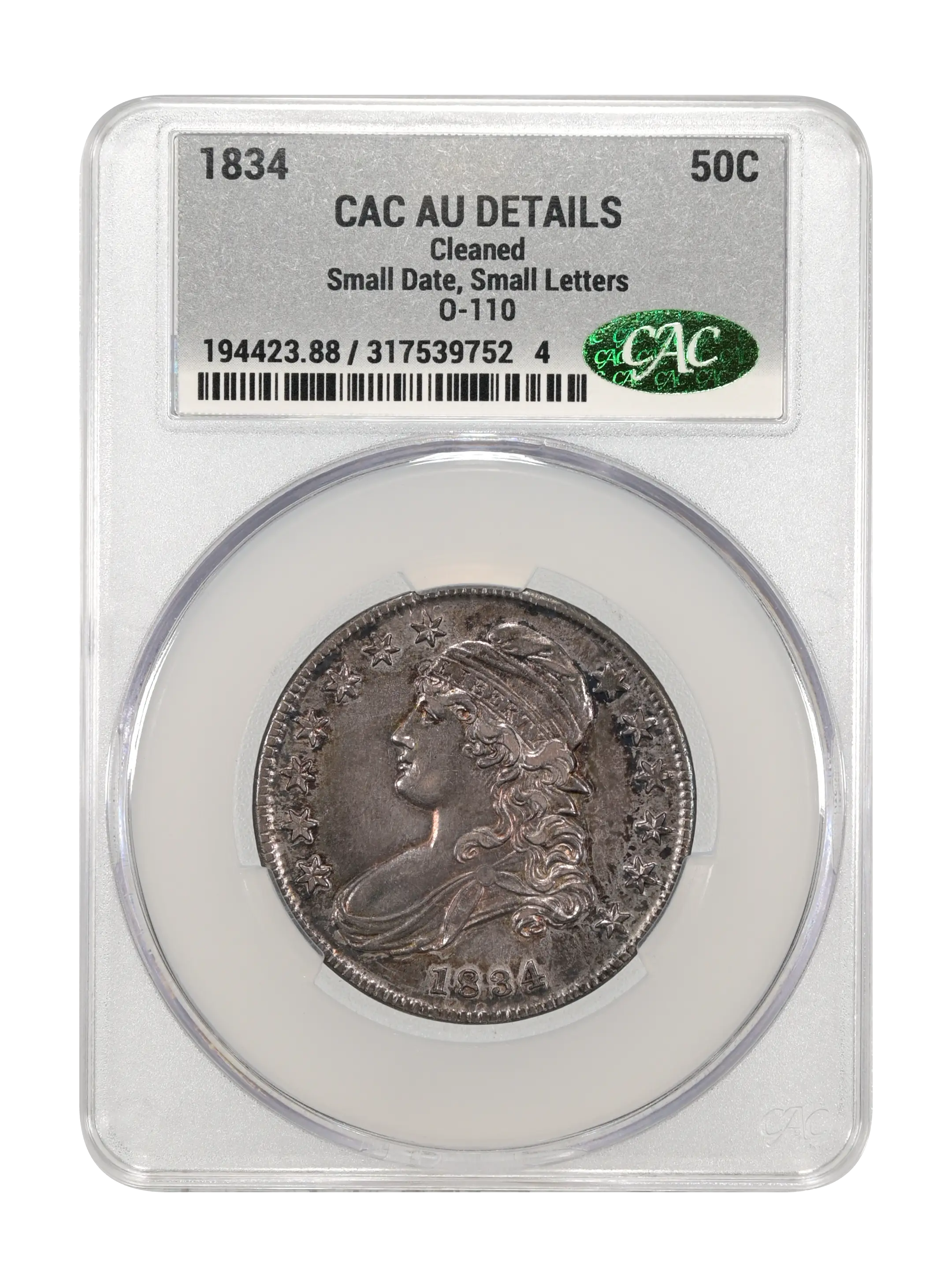 1834 50c Small Date, Small Letters, O-110 MS thumbnail 12