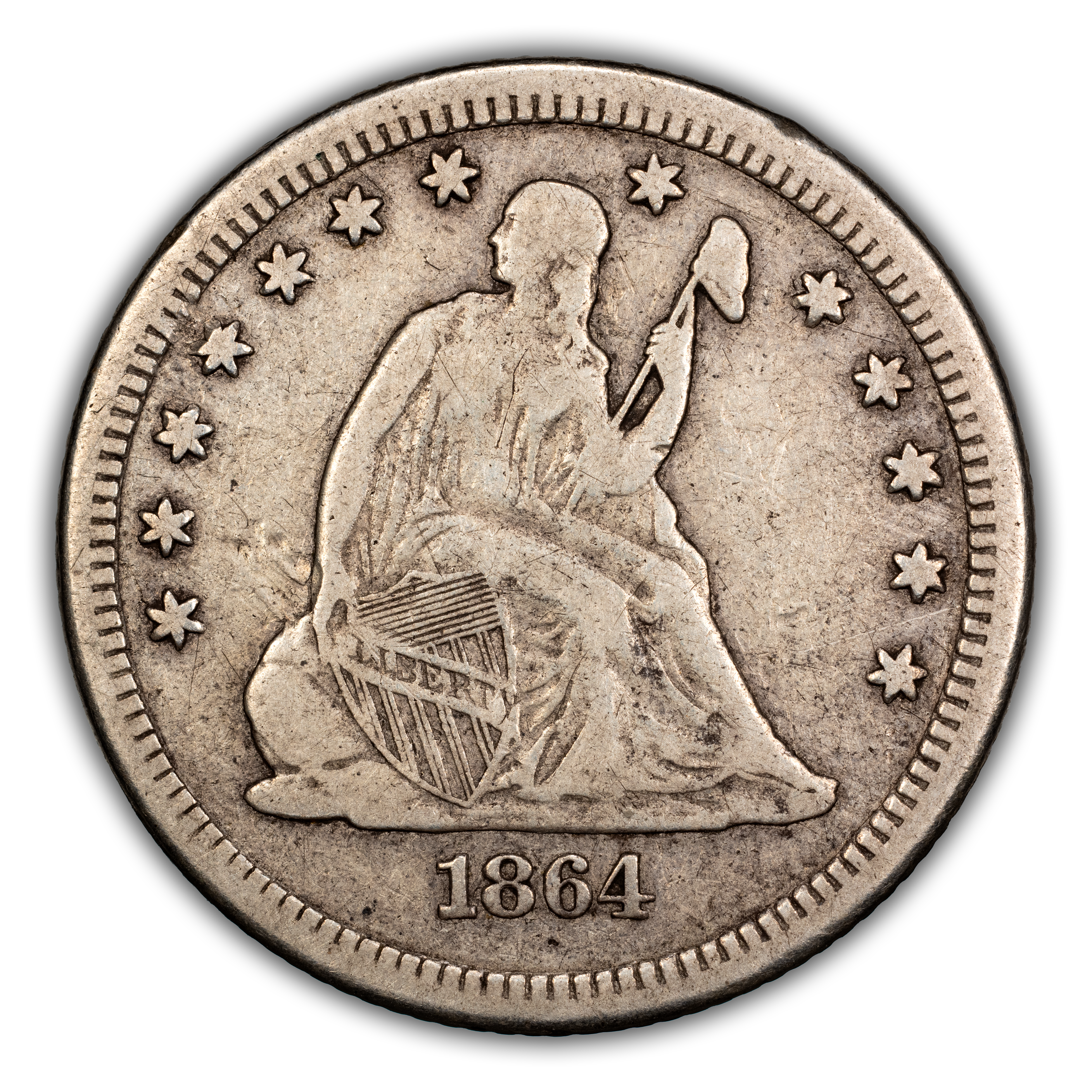 1864-S 25c VF30 CAC thumbnail 2