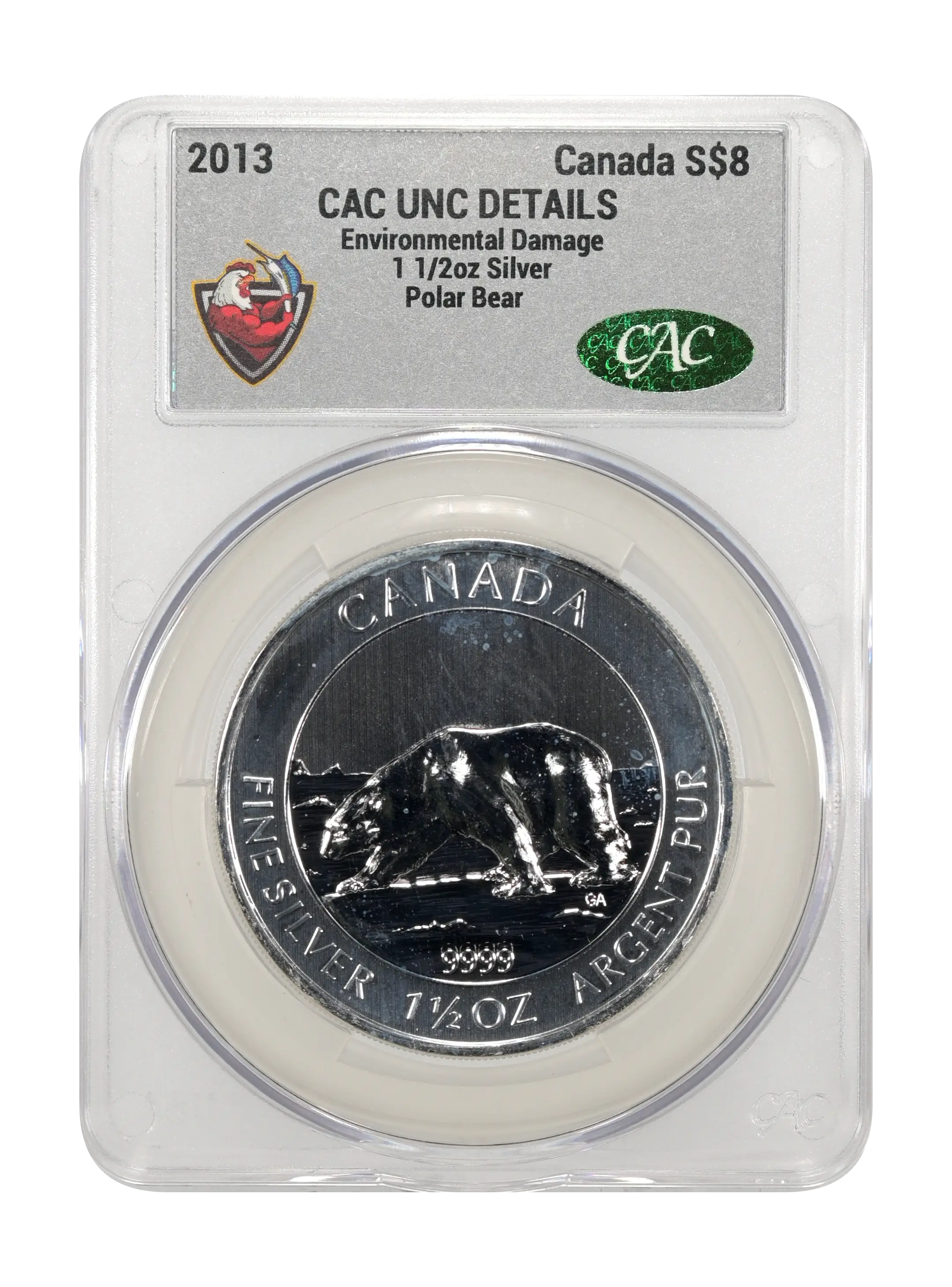 2013 S$8 1 1/2oz Silver, Polar Bear MS
