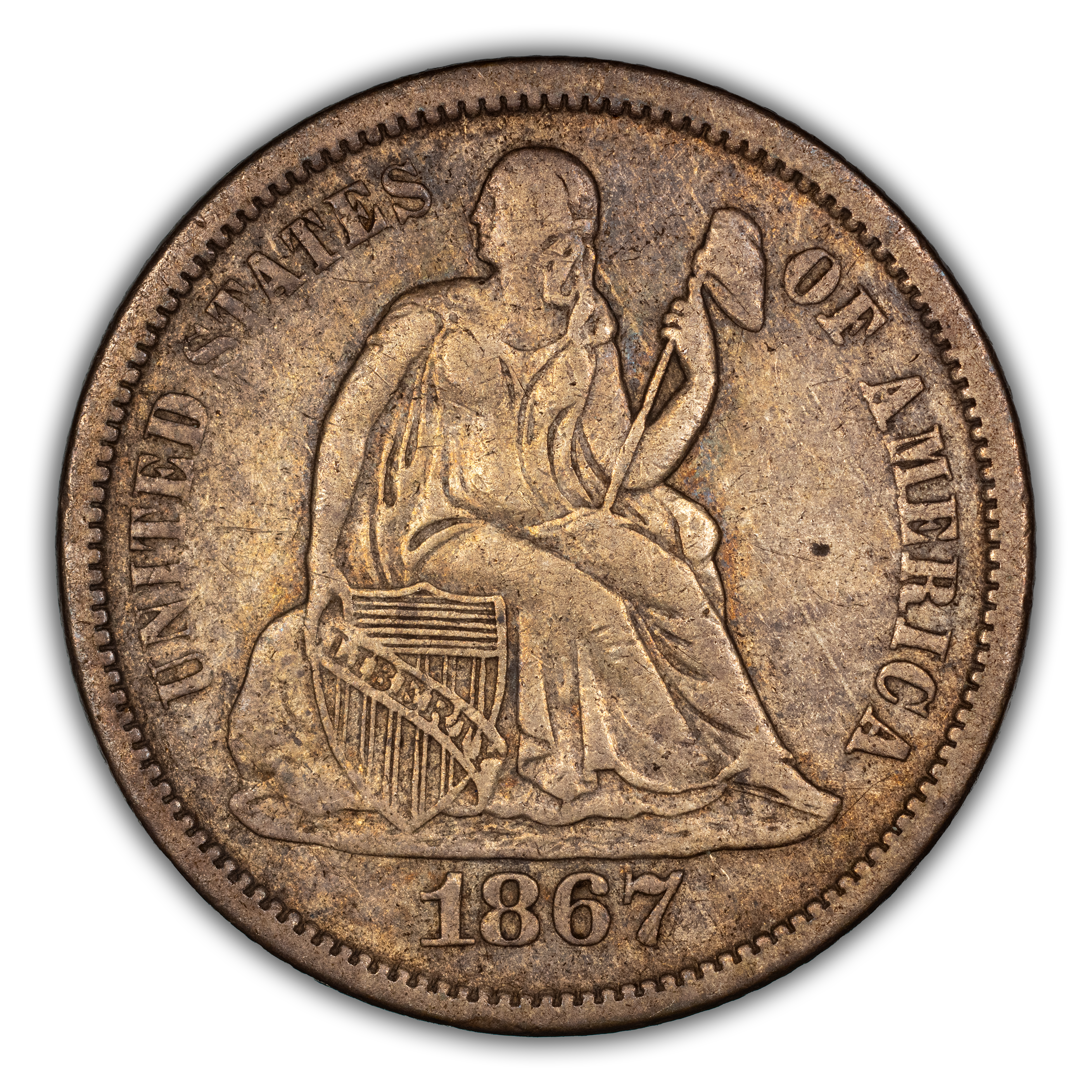 1867-S 10c MS thumbnail 3
