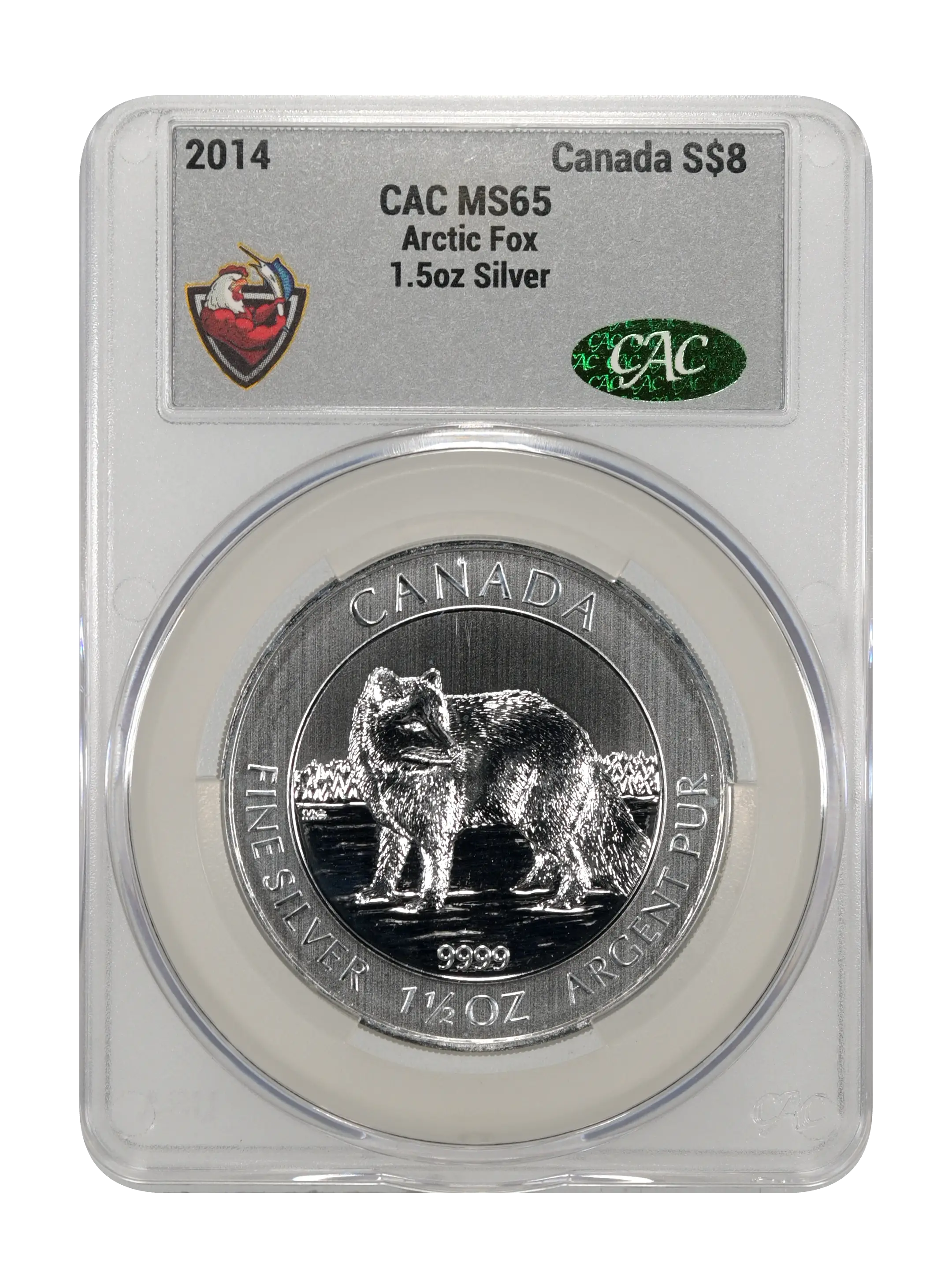 2014 S$8 1 1/2oz Silver, Arctic Fox MS