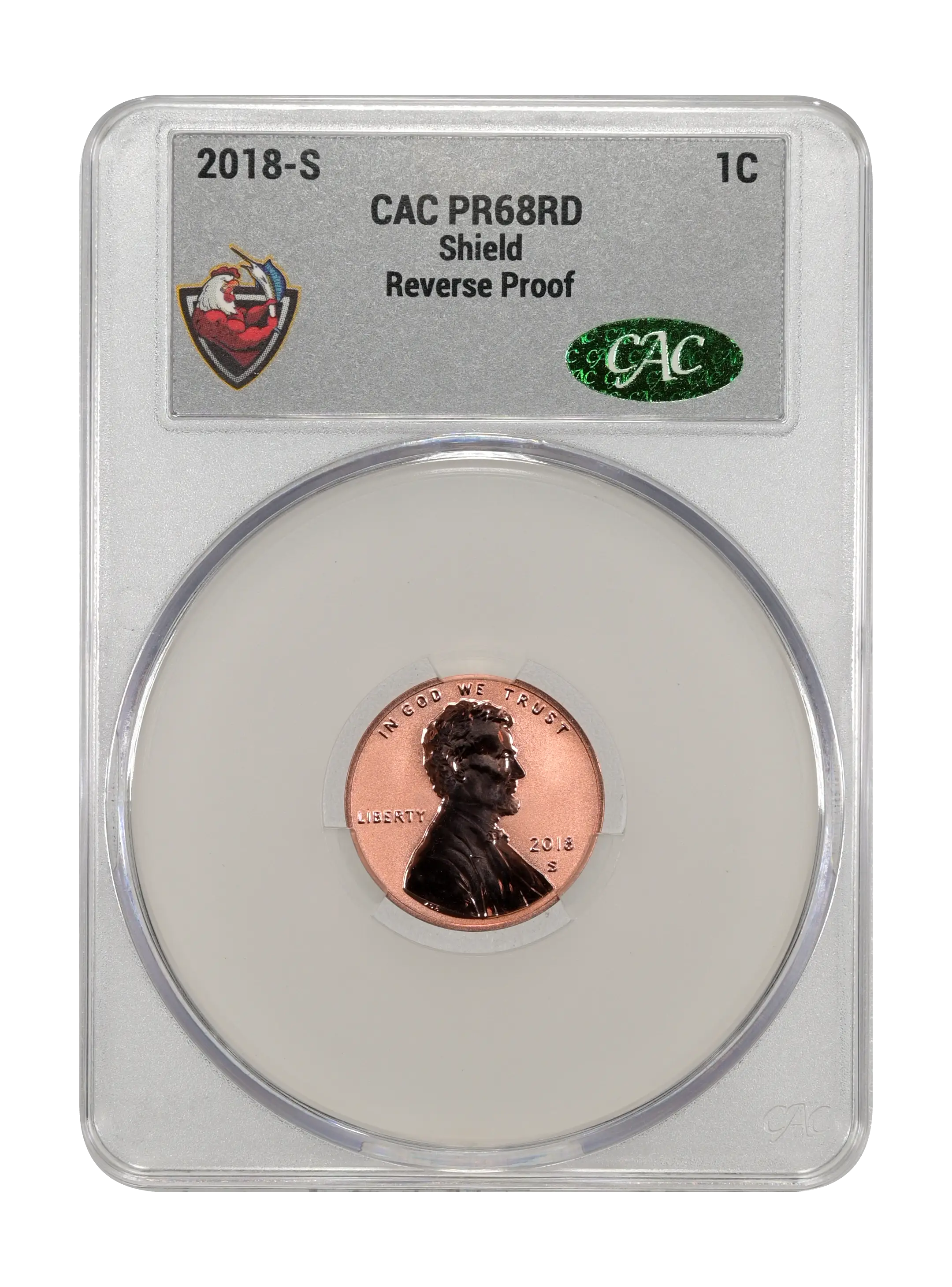 2018-S 1c Shield, Reverse Proof PR RD PR69 RD CAC thumbnail 4
