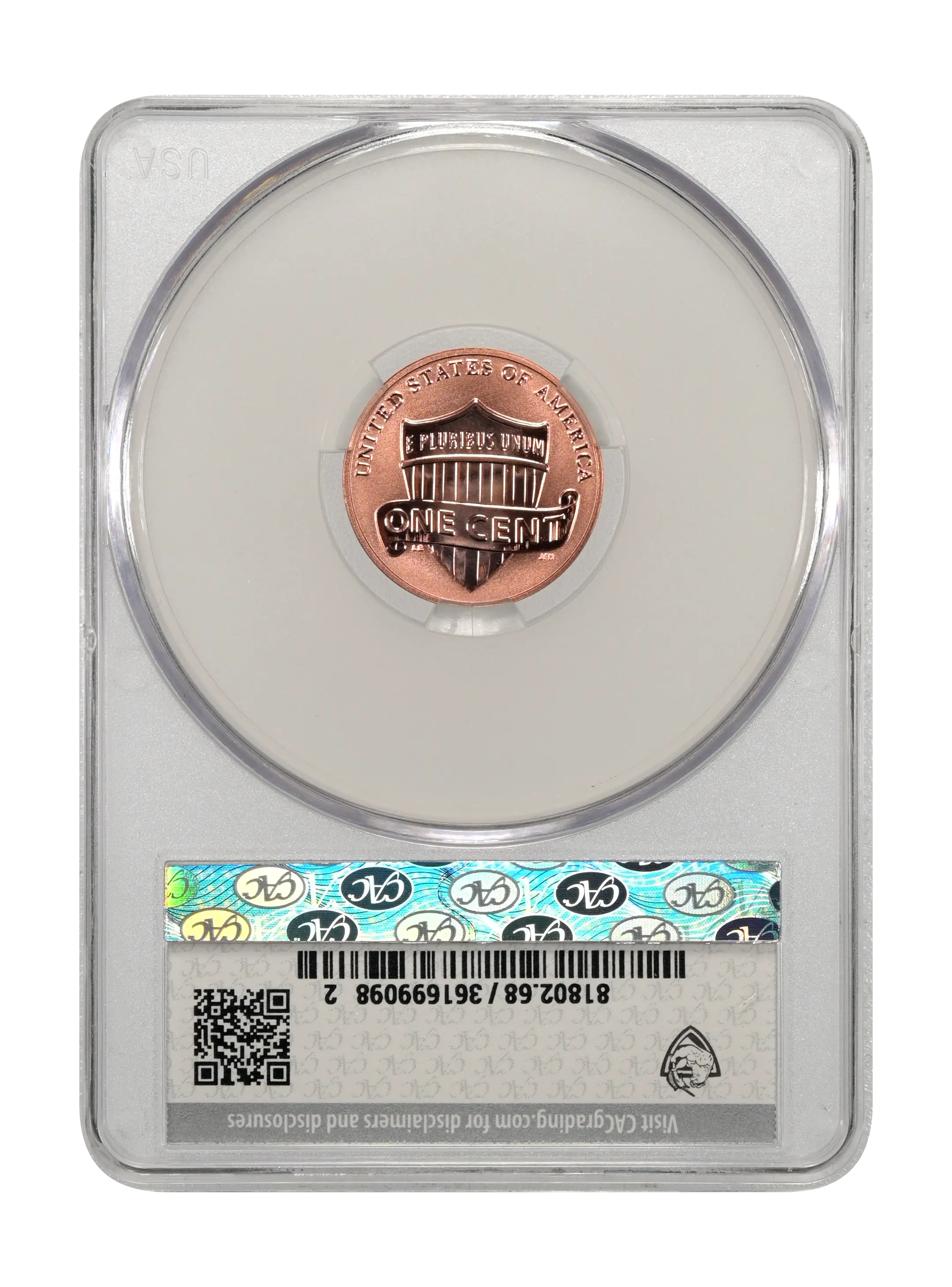2018-S 1c Shield, Reverse Proof PR RD PR69 RD CAC thumbnail 18