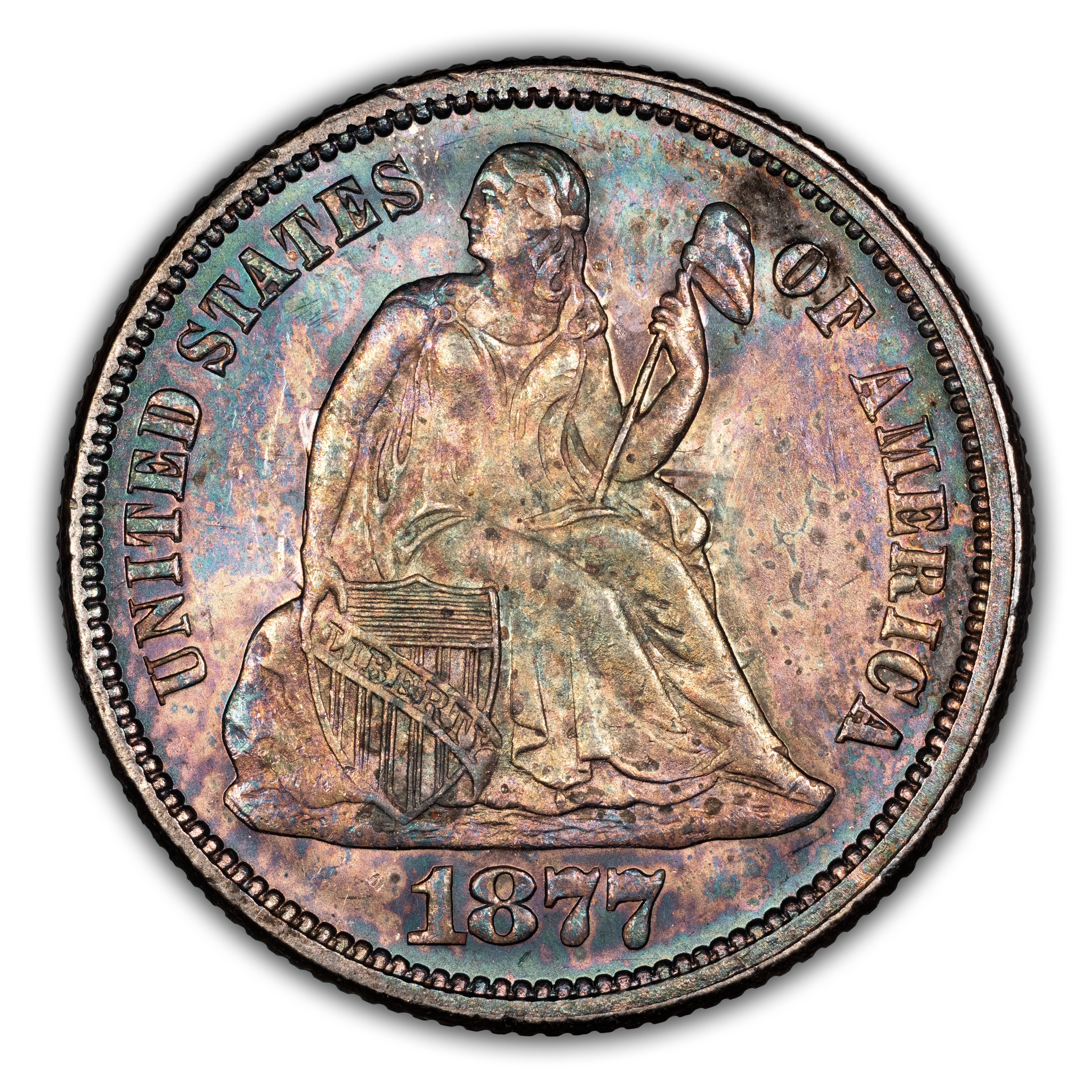1877 10c AU50 CAC thumbnail 3