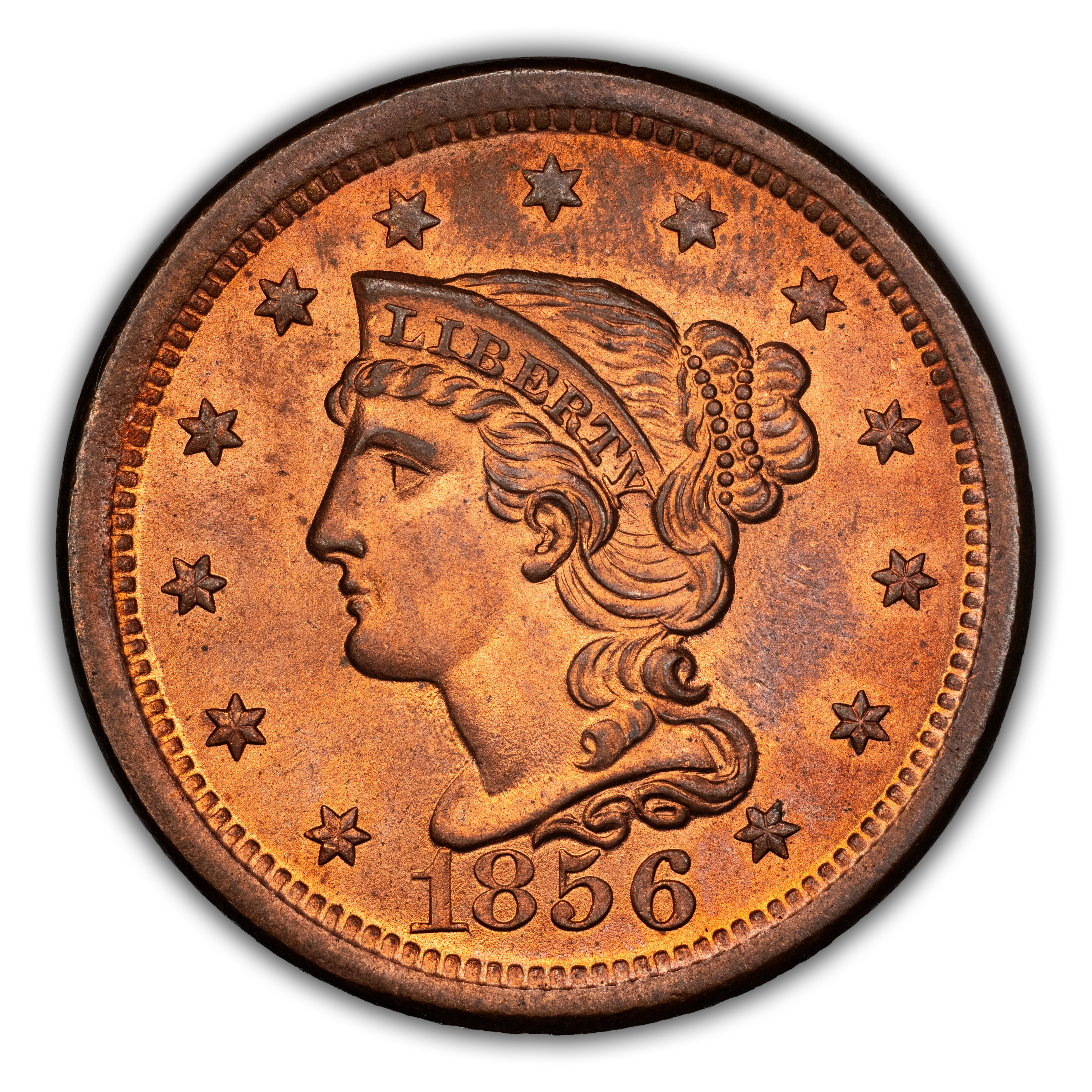 1856 1c Upright 5 MS RB MS61 RB CAC thumbnail 3
