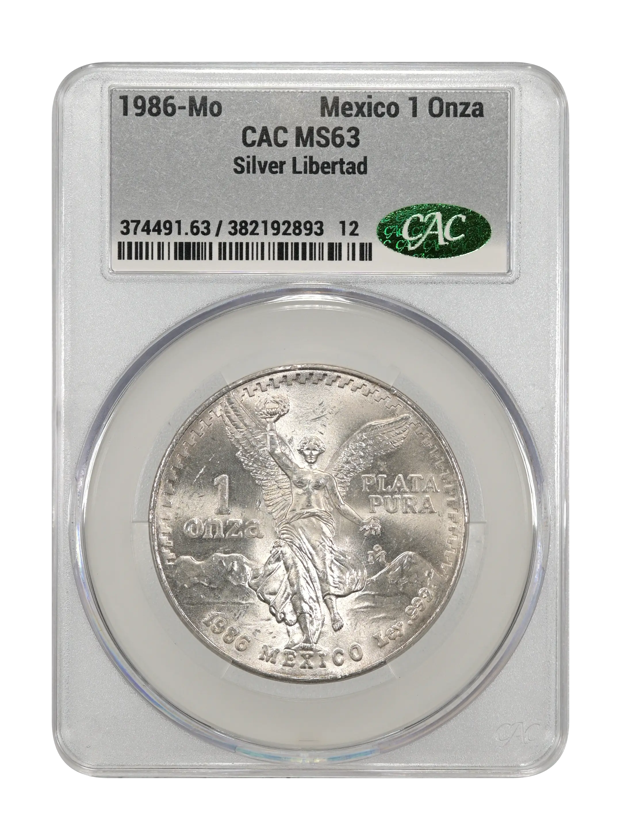 1986-Mo 1 Onza Libertad, Silver MS (KM-494.1) thumbnail 11