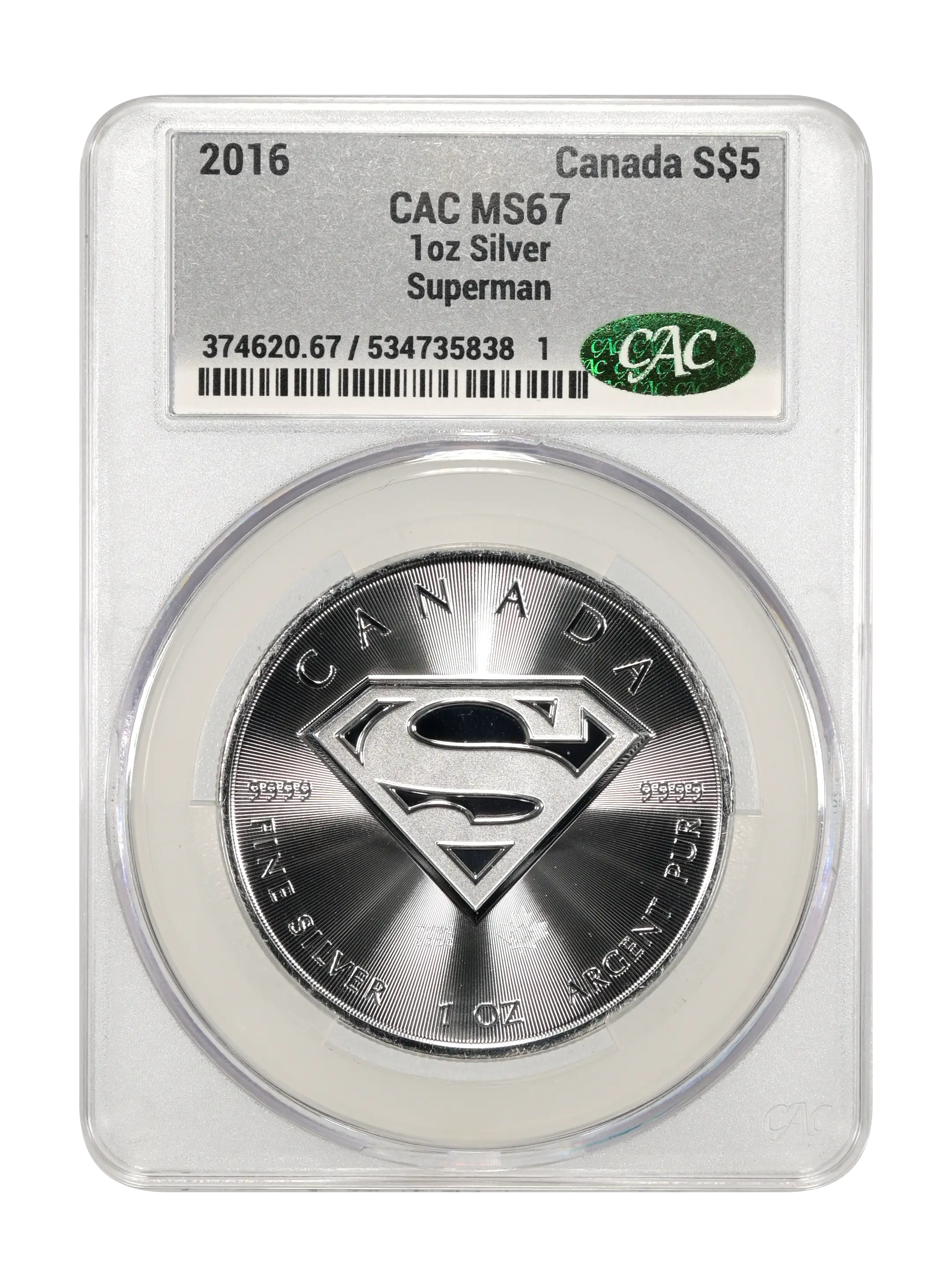 2016 S$5  1oz Silver, Superman MS thumbnail 6