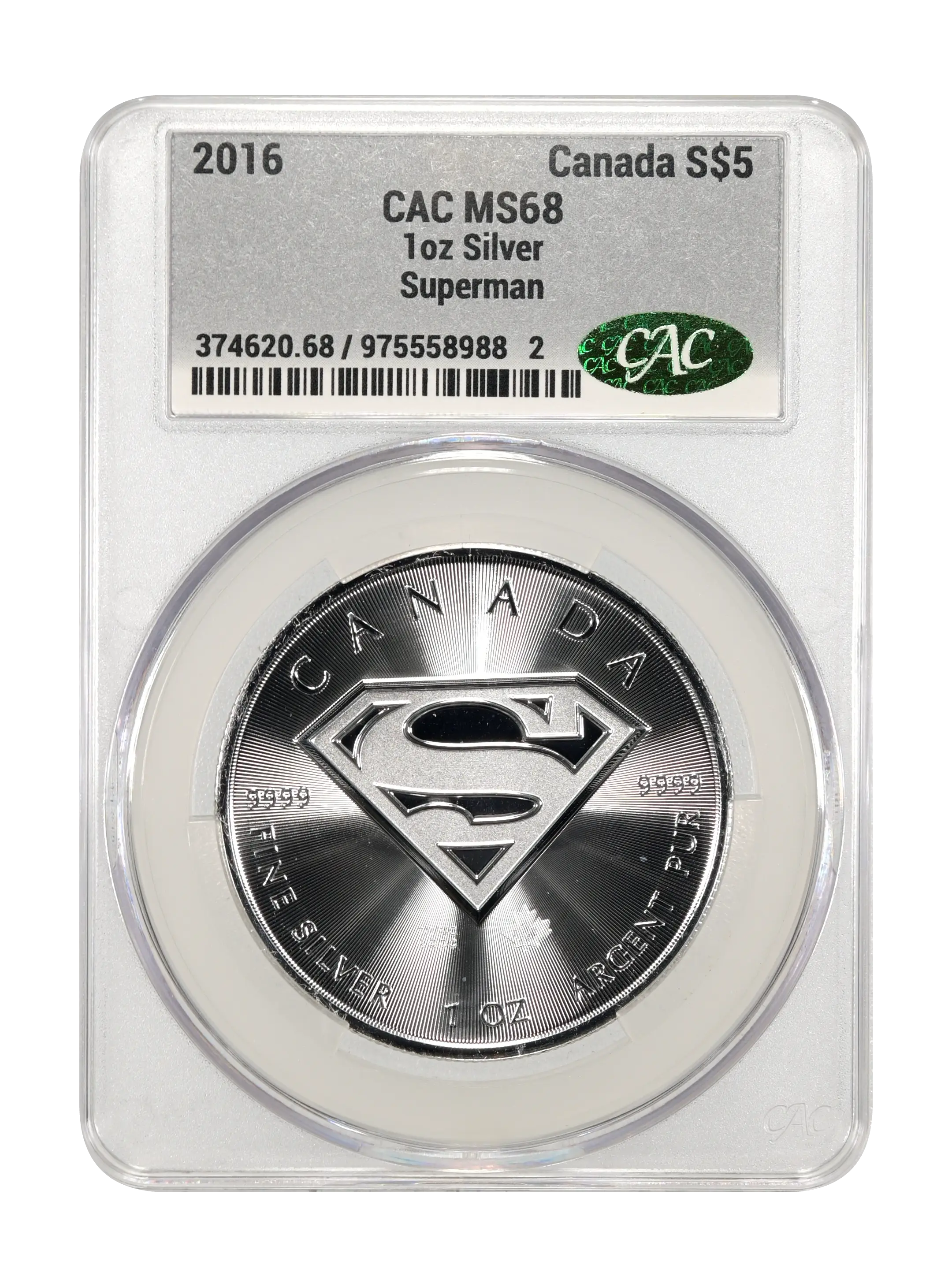 2016 S$5  1oz Silver, Superman MS thumbnail 7