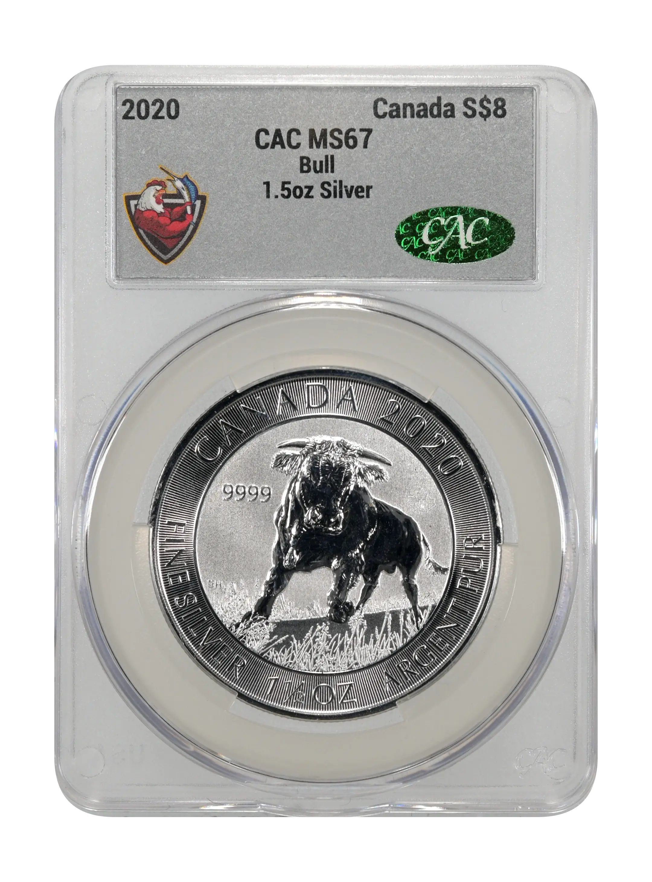 2020 S$8 1 1/2oz Silver, Bull MS