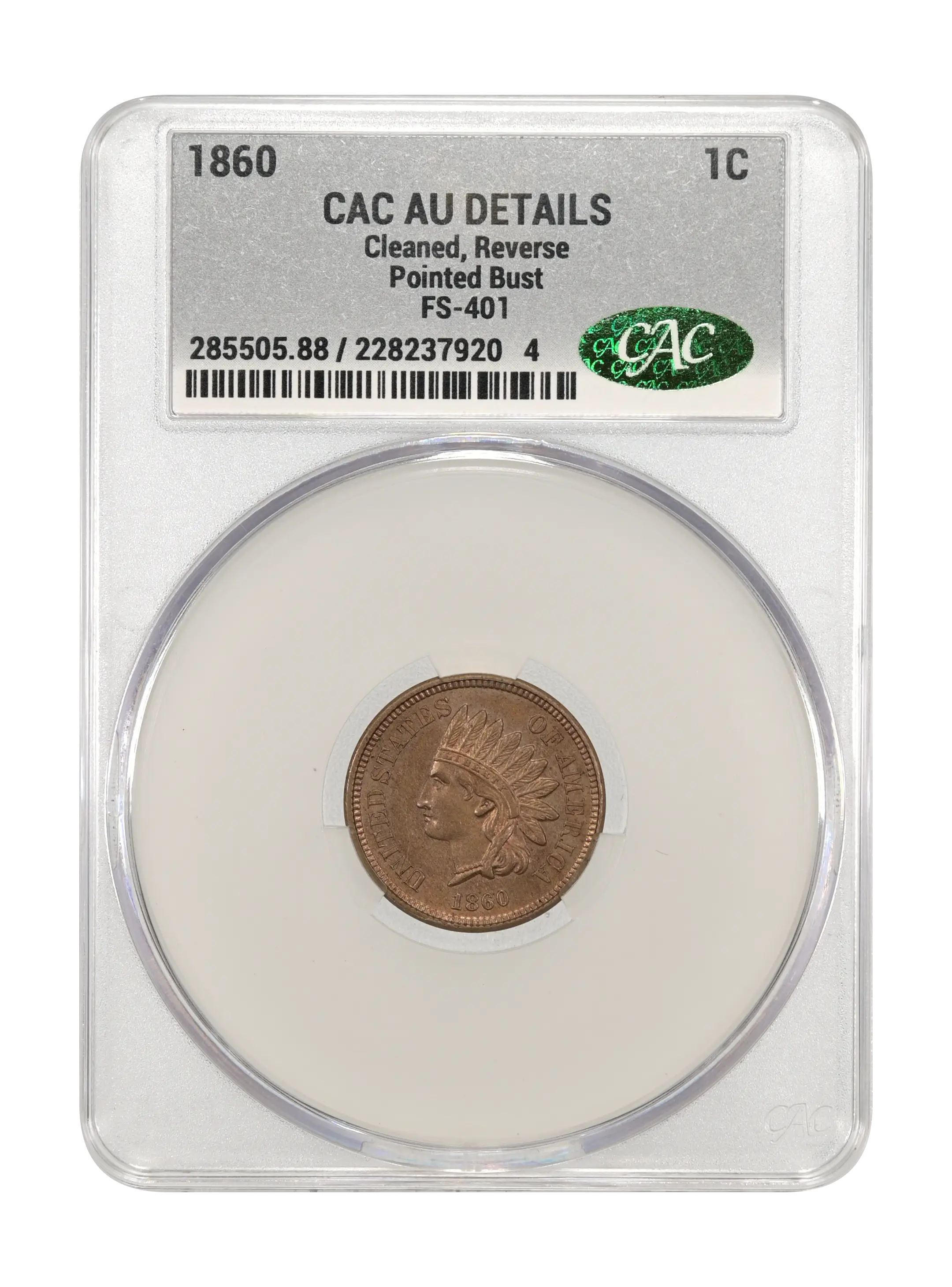 1860 1c Pointed Bust, FS-401 MS thumbnail 18