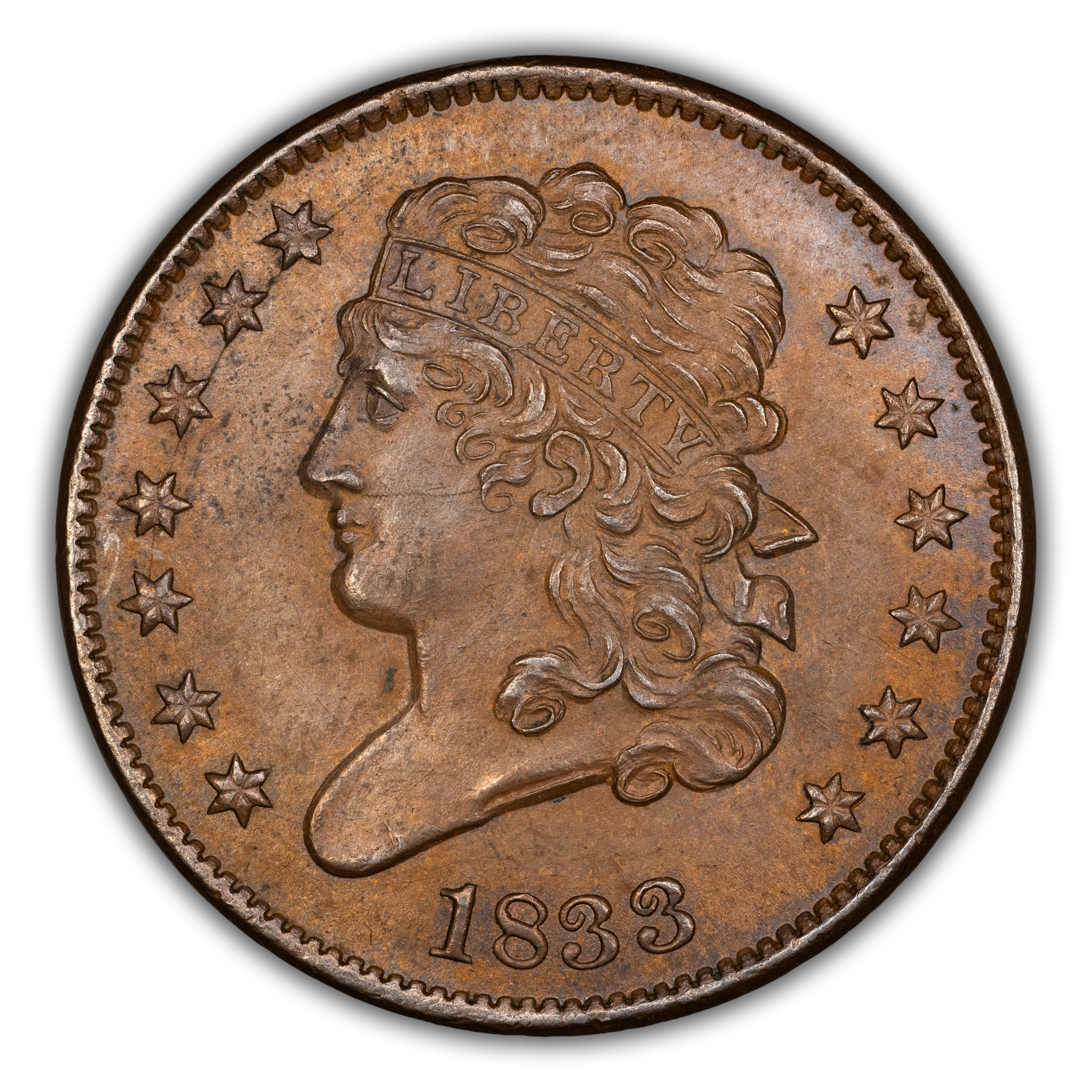 1833 1/2c MS BN AU50 BN CAC thumbnail 3