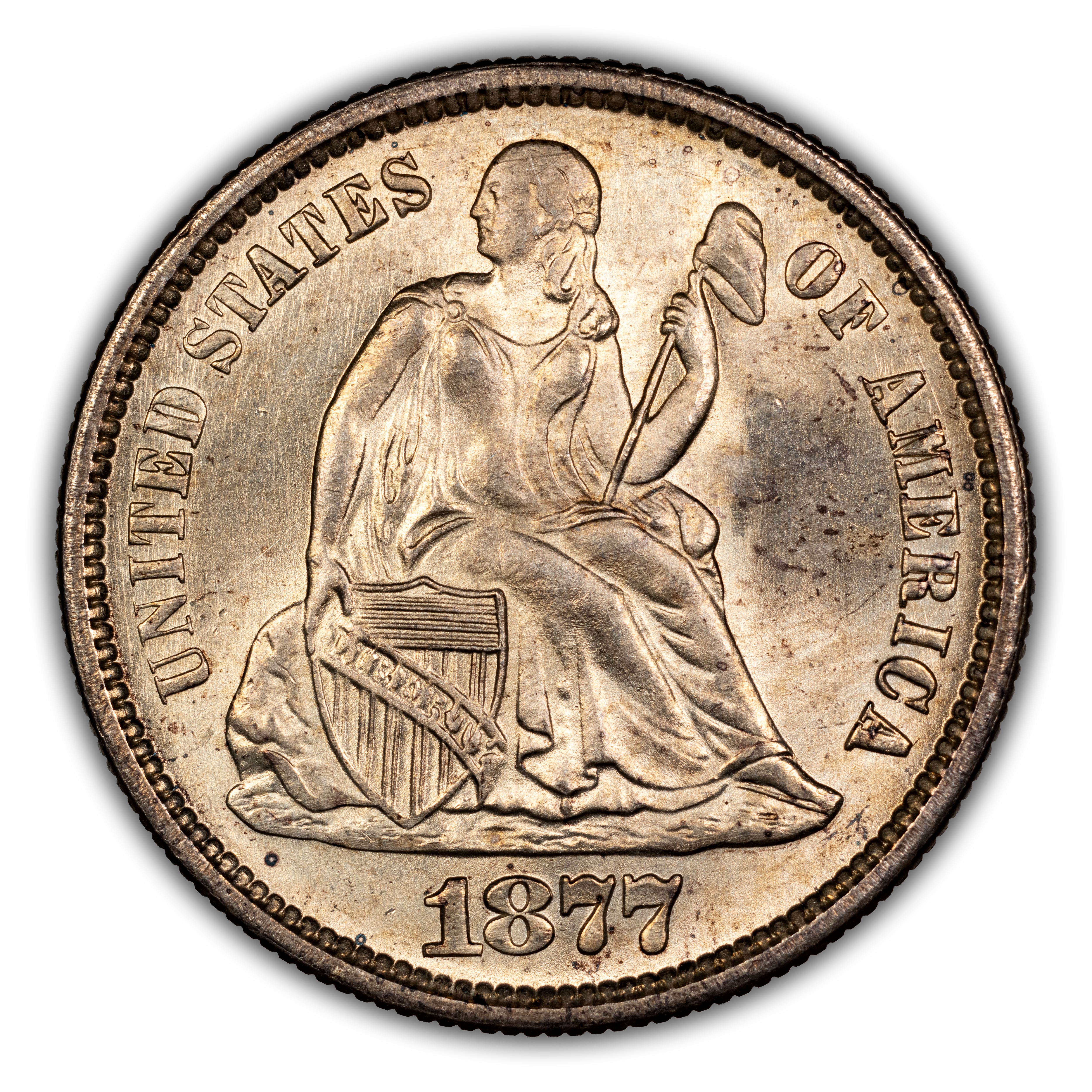 1877-S 10c AU58 CAC thumbnail 2