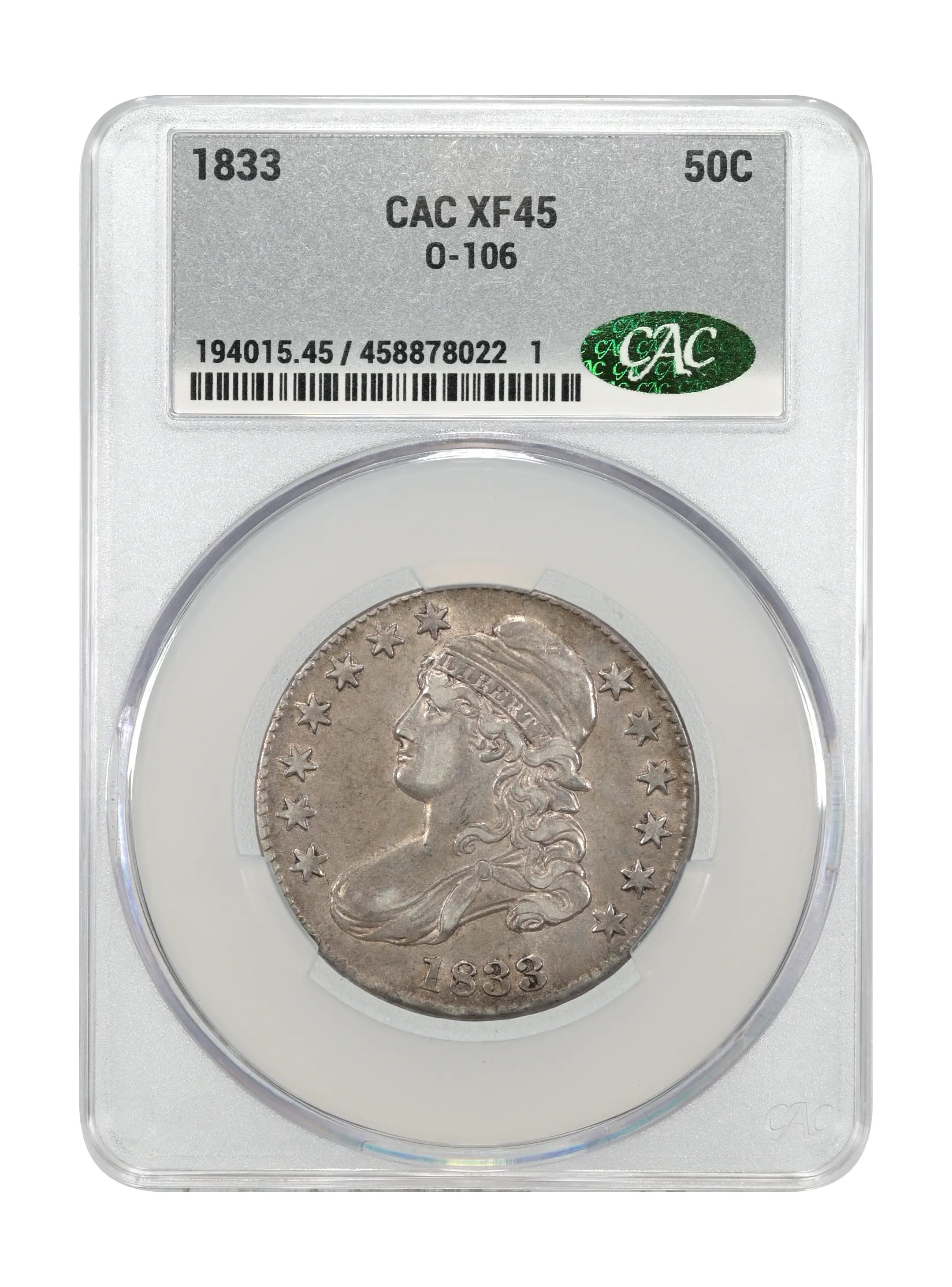 1833 50c O-106 AG3 CAC thumbnail 21