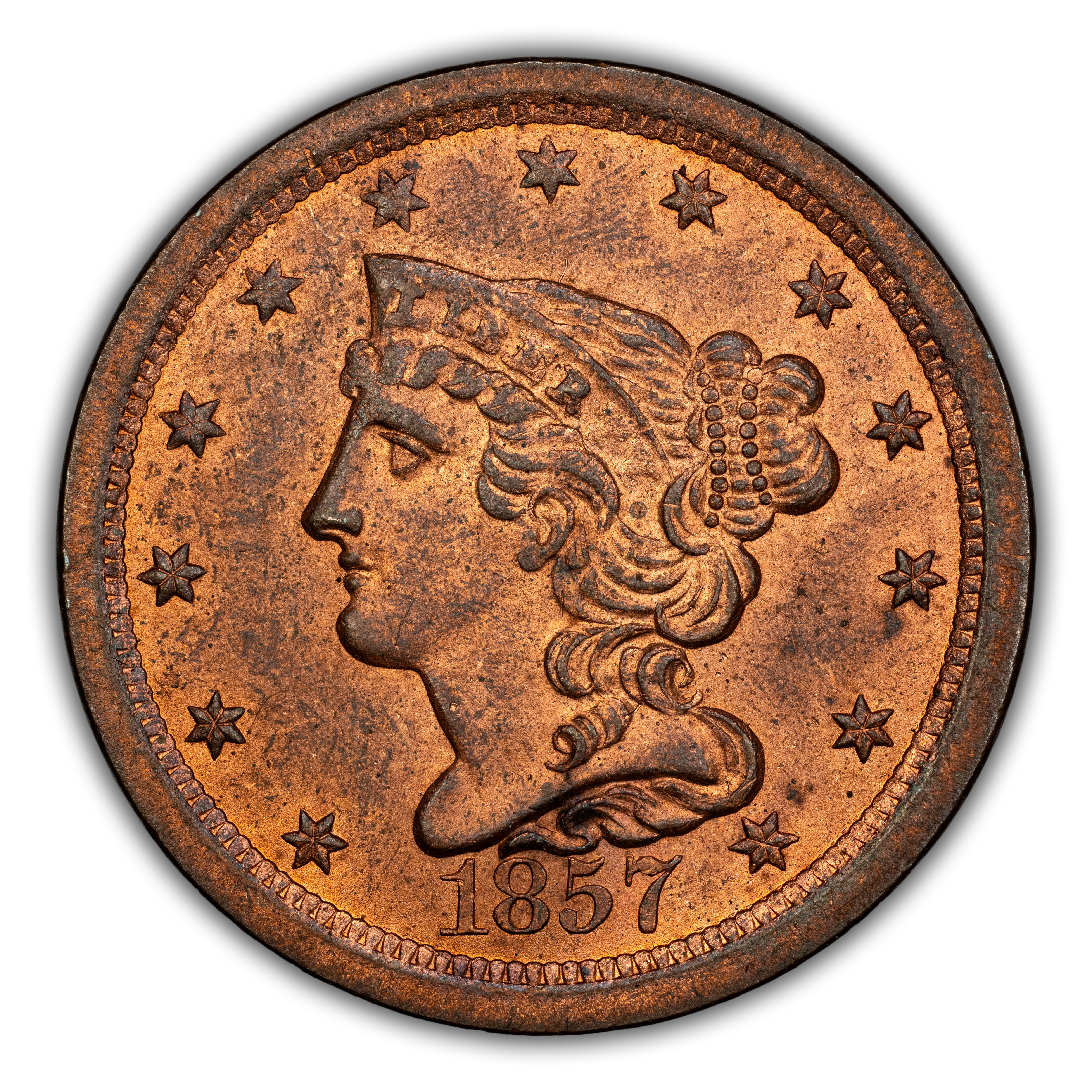 1857 1/2c MS RB MS61 RB CAC thumbnail 2