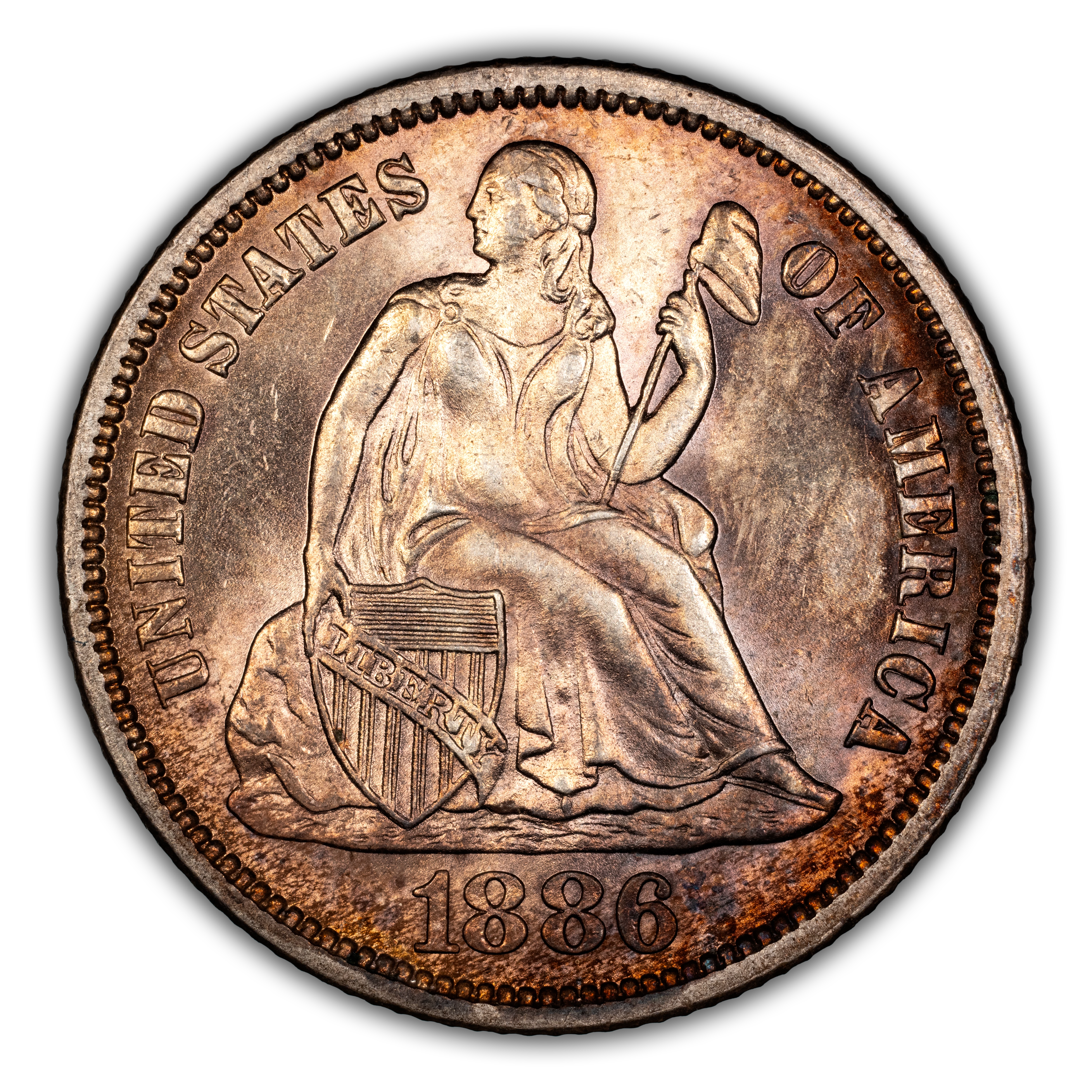 1886 10c AU55 CAC thumbnail 3